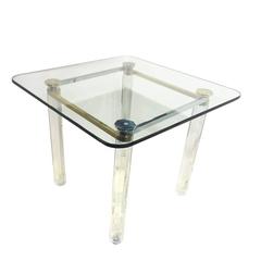 Lucite, Brass and Chrome Game Table by Lion in Frost
