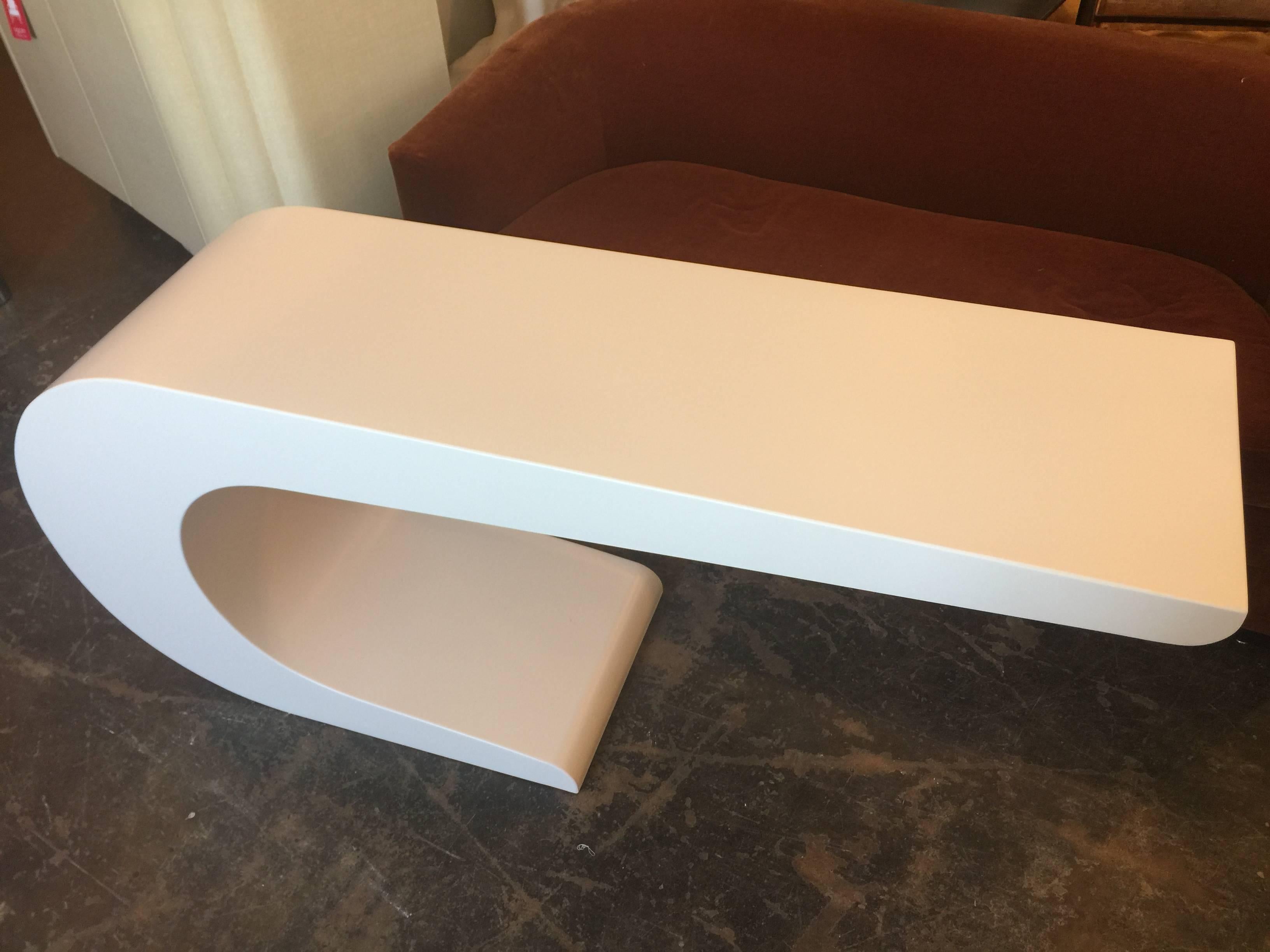Mid-Century Modern Newly Lacquered C Shaped Console Table in the Style of Pierre Cardin