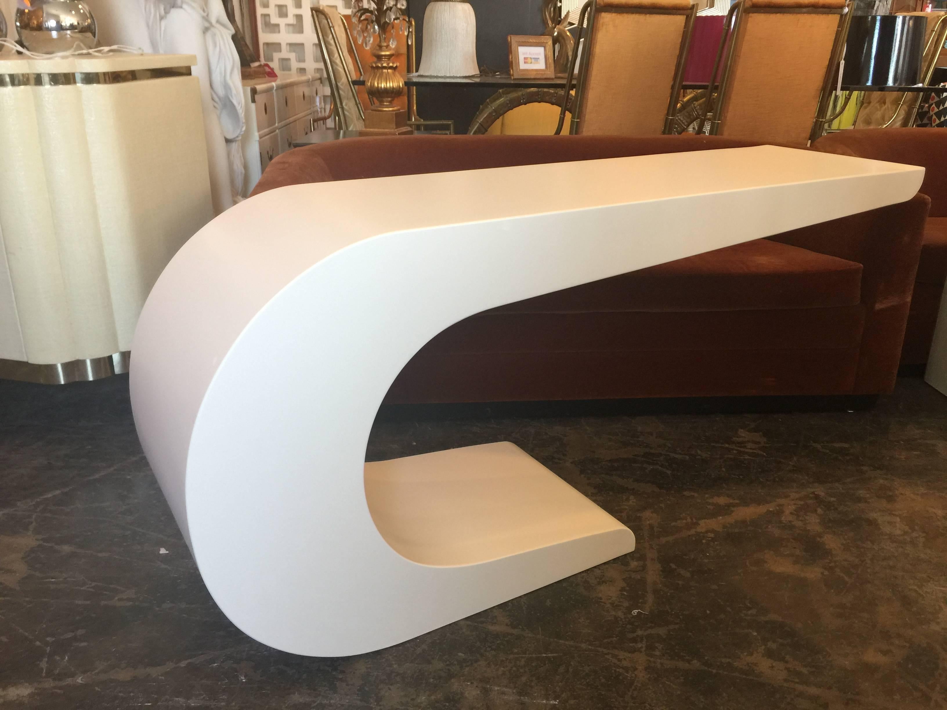20th Century Newly Lacquered C Shaped Console Table in the Style of Pierre Cardin