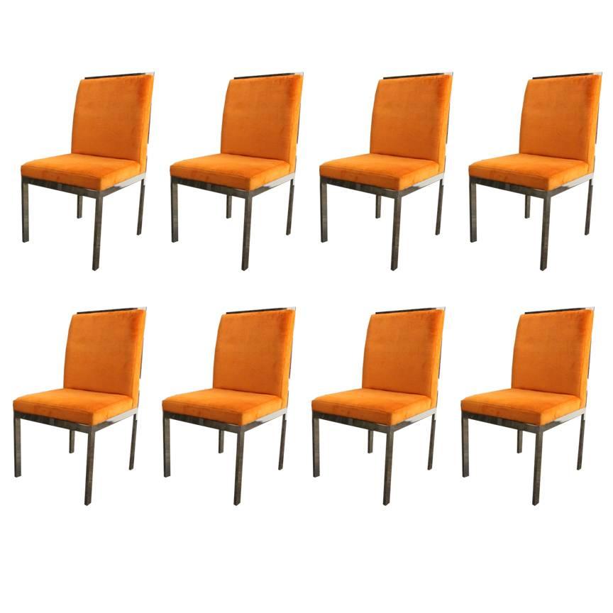 Set of Eight Chrome Dining Chairs by DIA