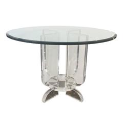 Lucite & Glass Round Dining Table