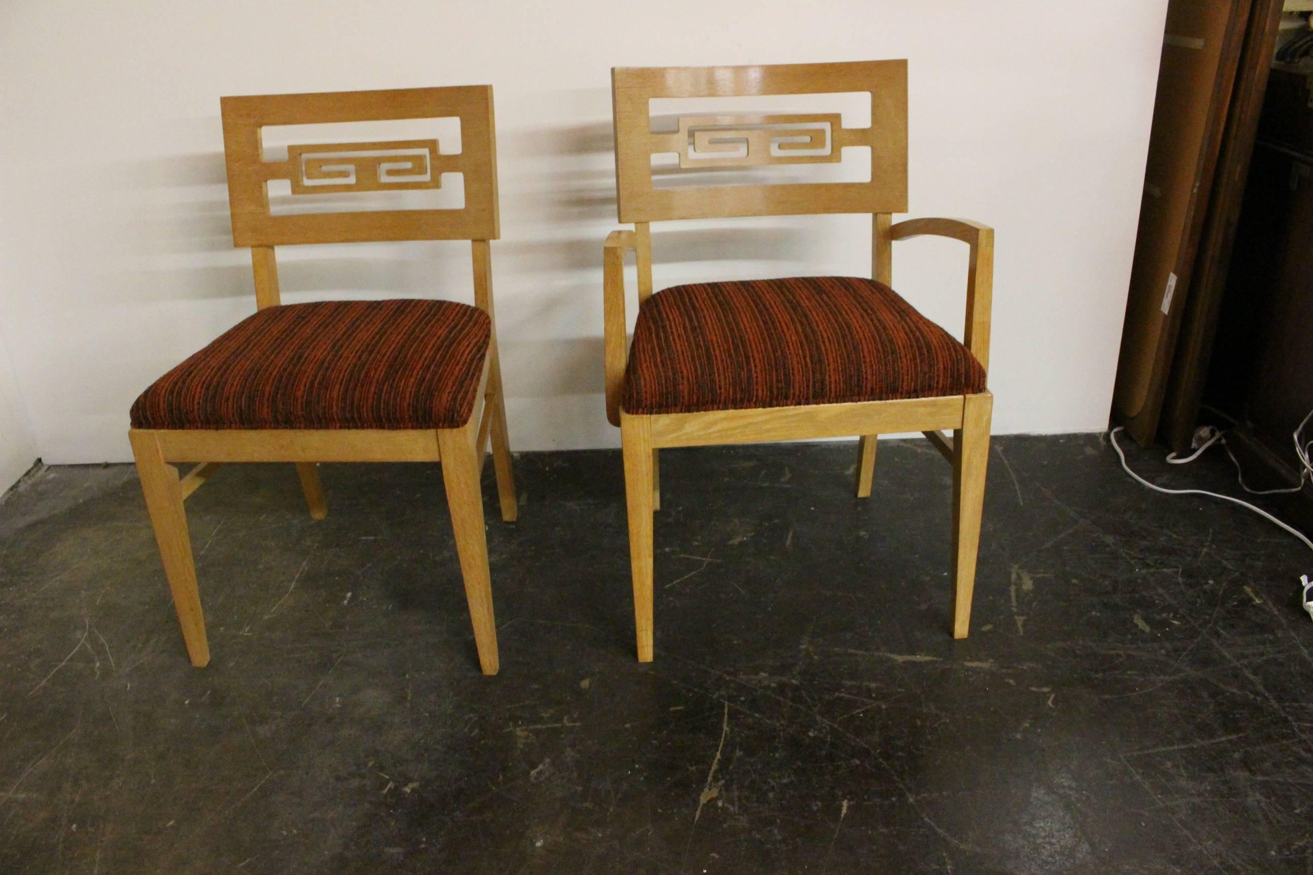 Set of Six Greek Key Dining Chairs in Oak 3