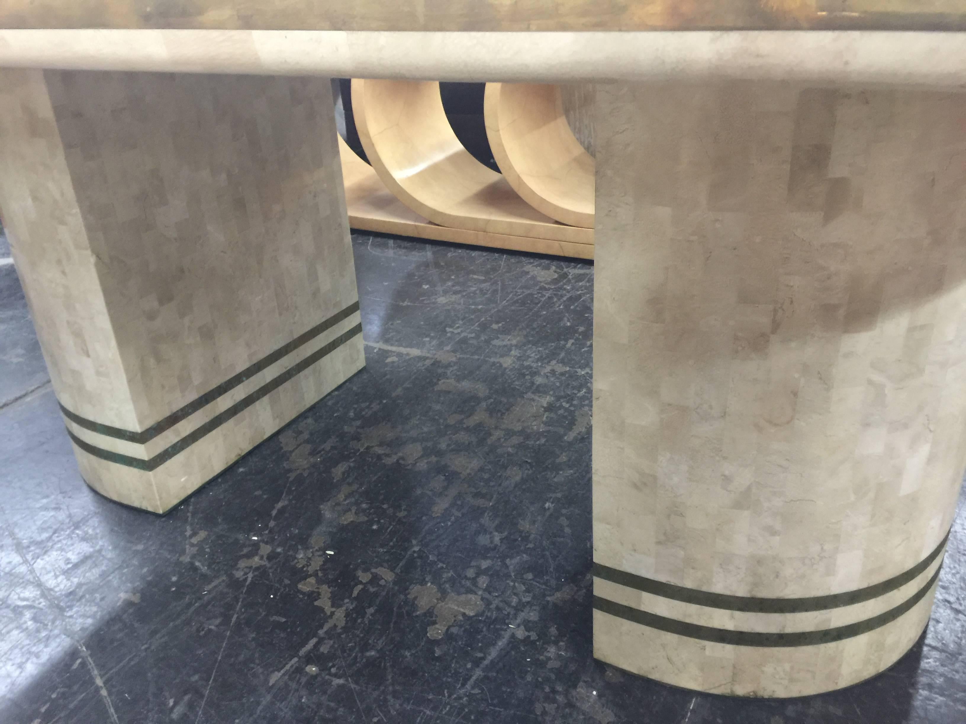 20th Century Tessellated Marble and Brass Dining Table