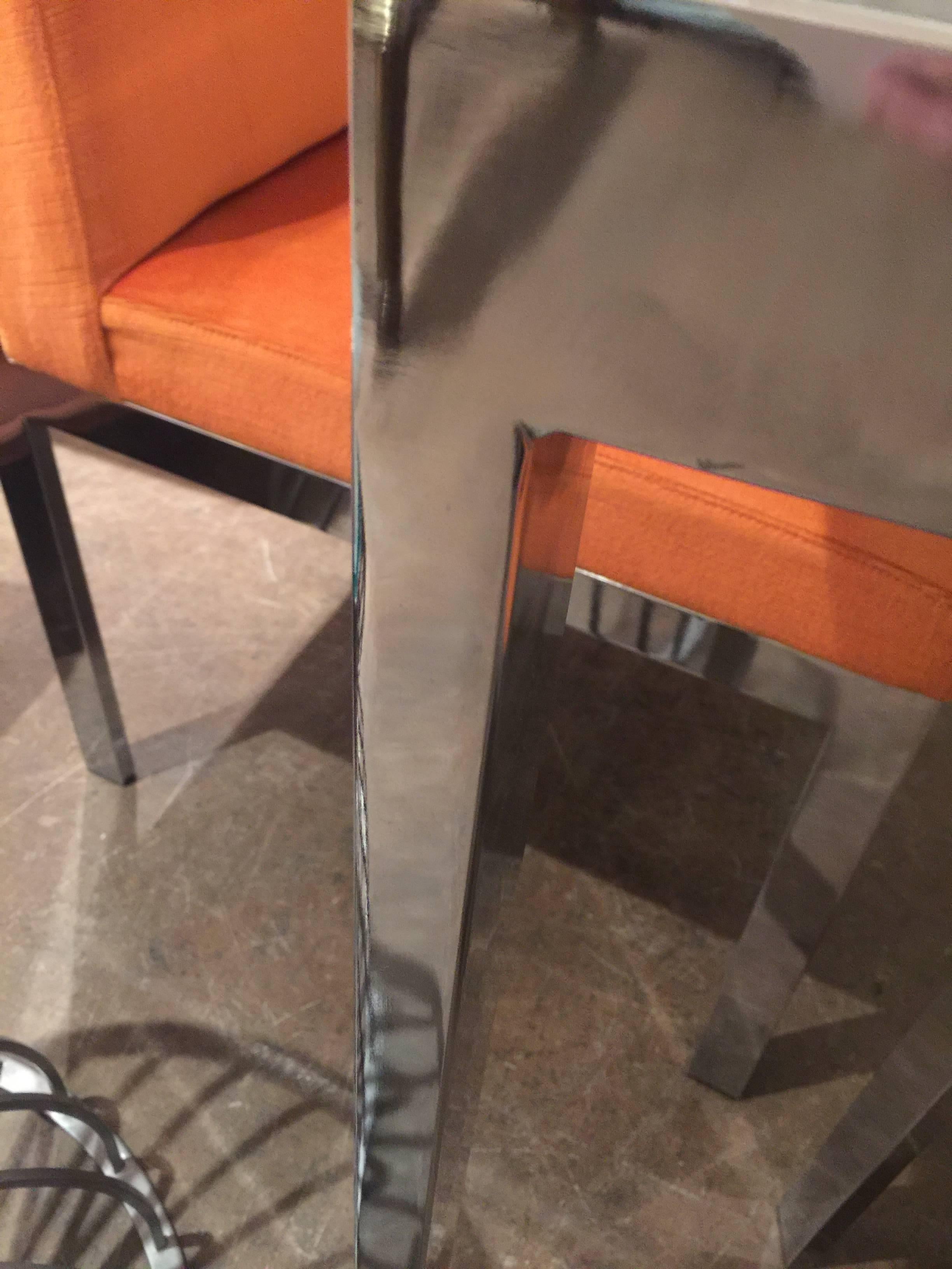 Chrome and Glass Parson Dining Table by DIA In Good Condition In Dallas, TX