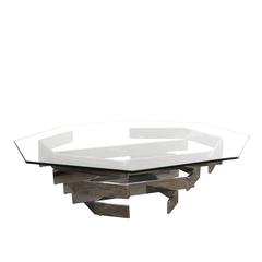 1970s Sculptural Chrome and Glass Coffee Table by Paul Mayen for Habitat