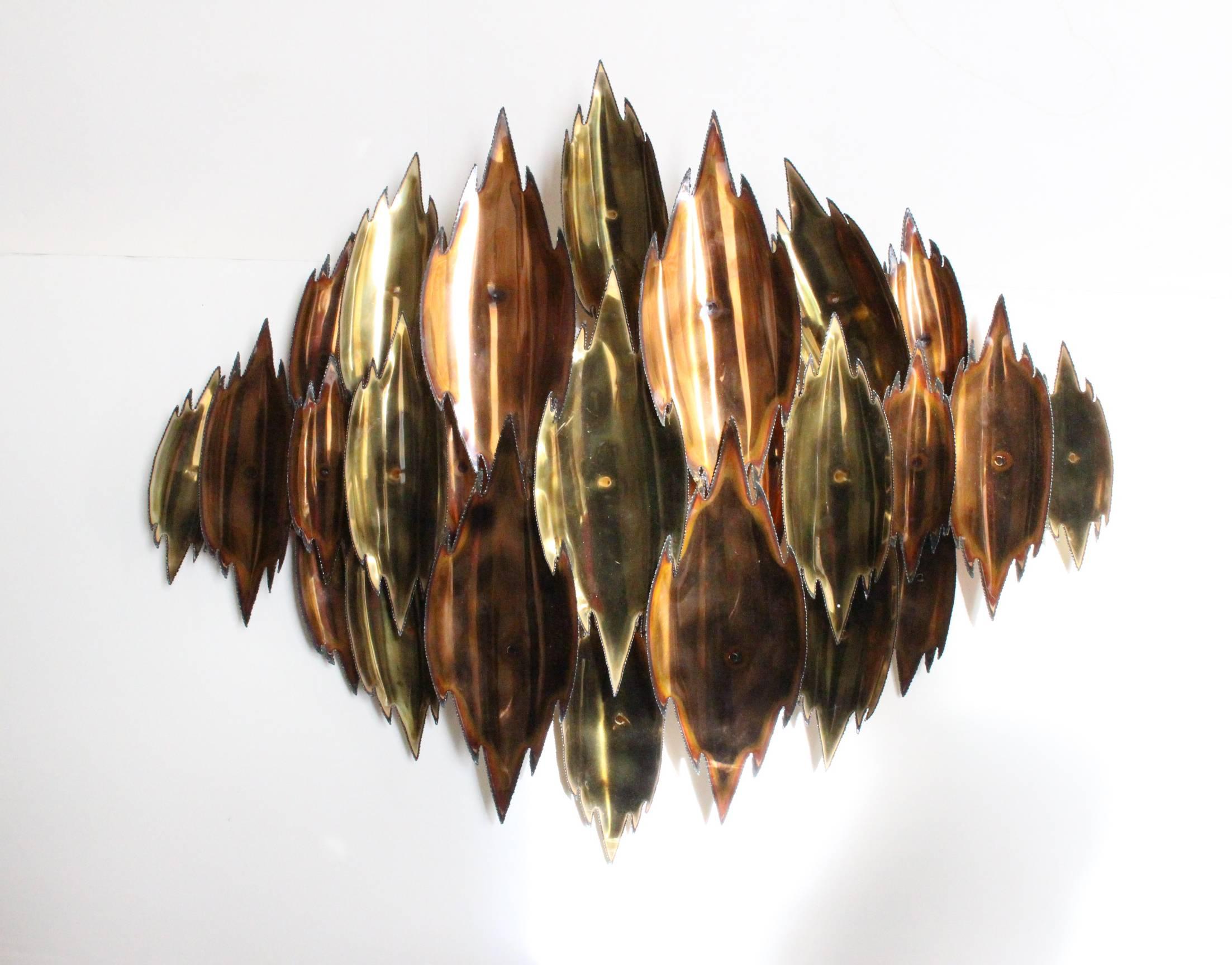 1970s Brass and Copper Brutalist Wall Sculpture 1