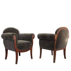 Pair of Handsome Petite Art Deco Armchairs