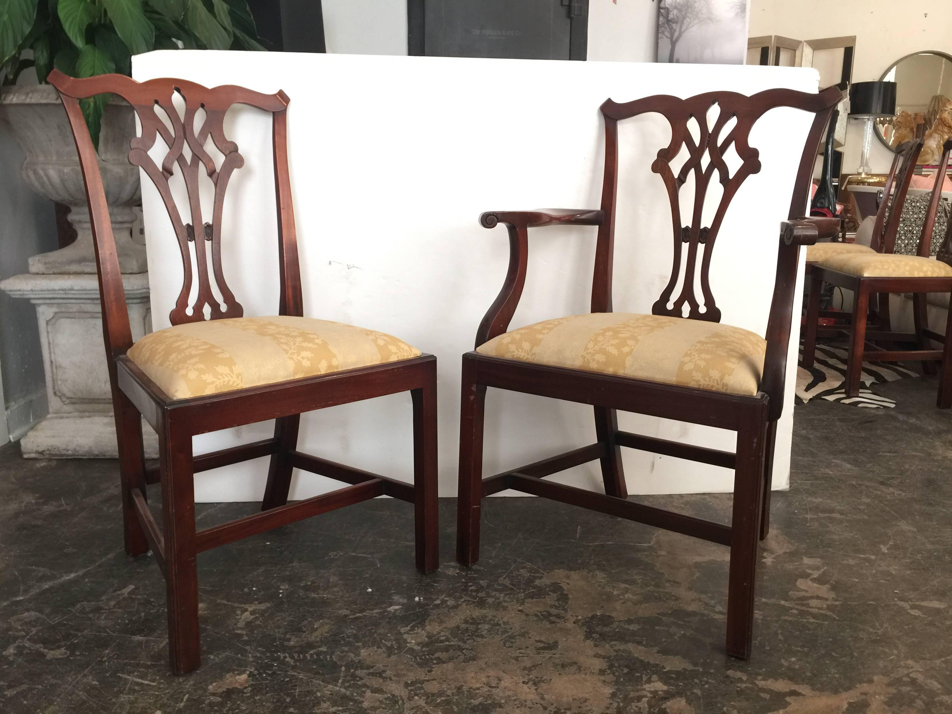 20th Century Set of Eight Chippendale Dining Chairs