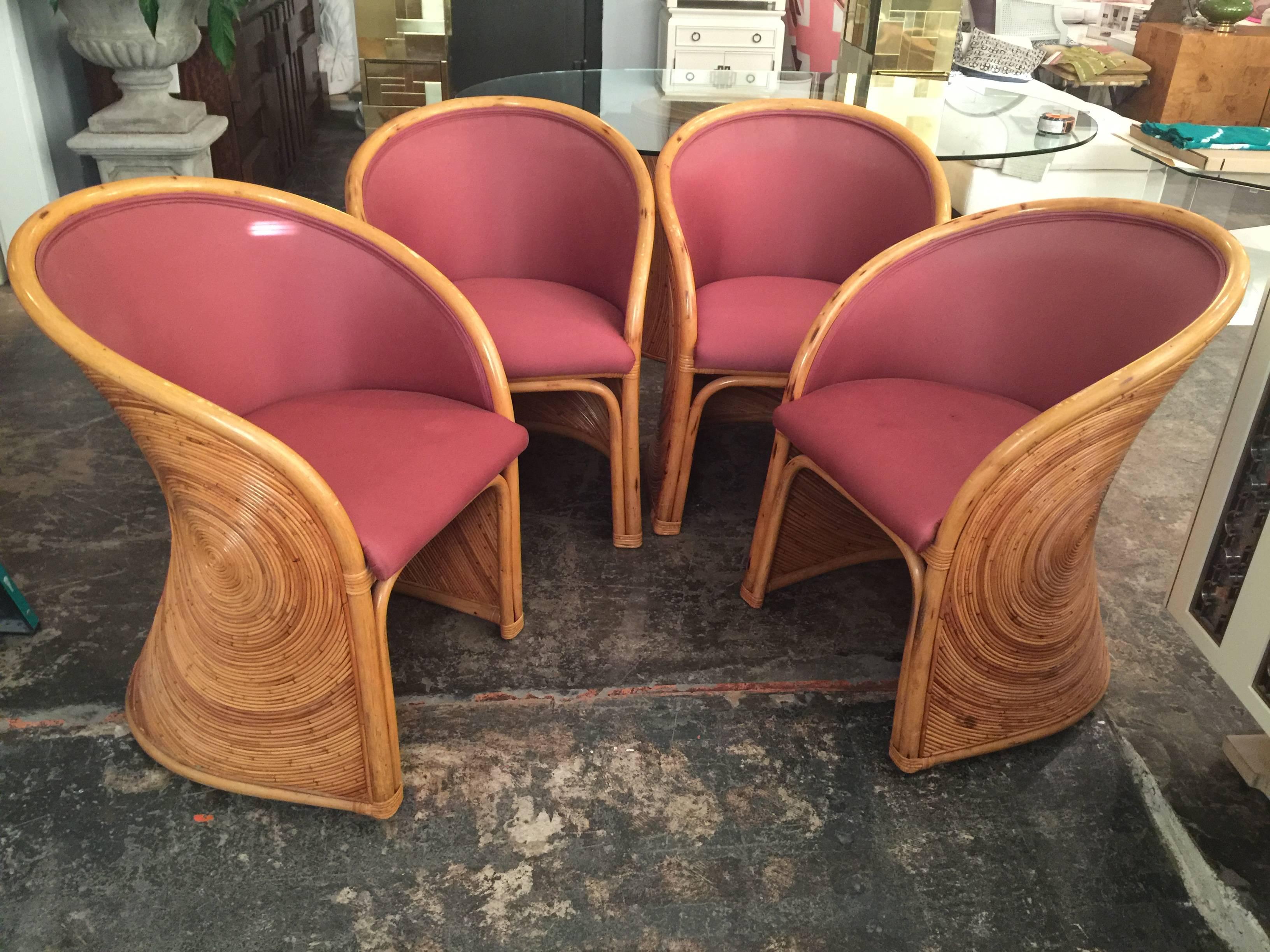 Rattan Table and Chairs by Adrian Pearsall In Good Condition In Dallas, TX