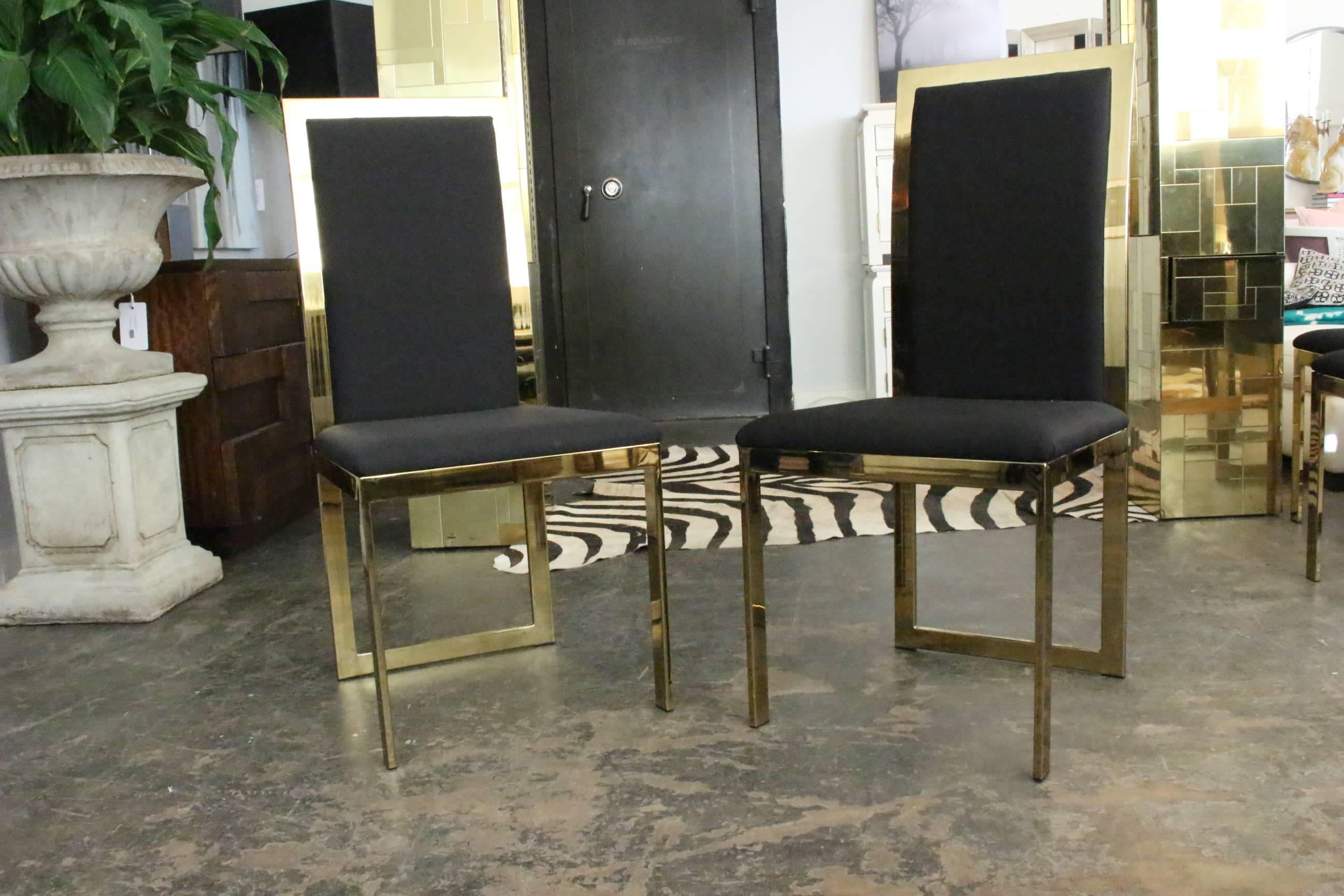 20th Century Set of Six Brass Dining Chairs in the Style of Milo Baughman