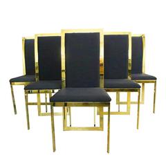 Set of Six Brass Dining Chairs in the Style of Milo Baughman