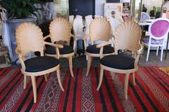 Set of Four Venetian Grotto Shell Back Chairs