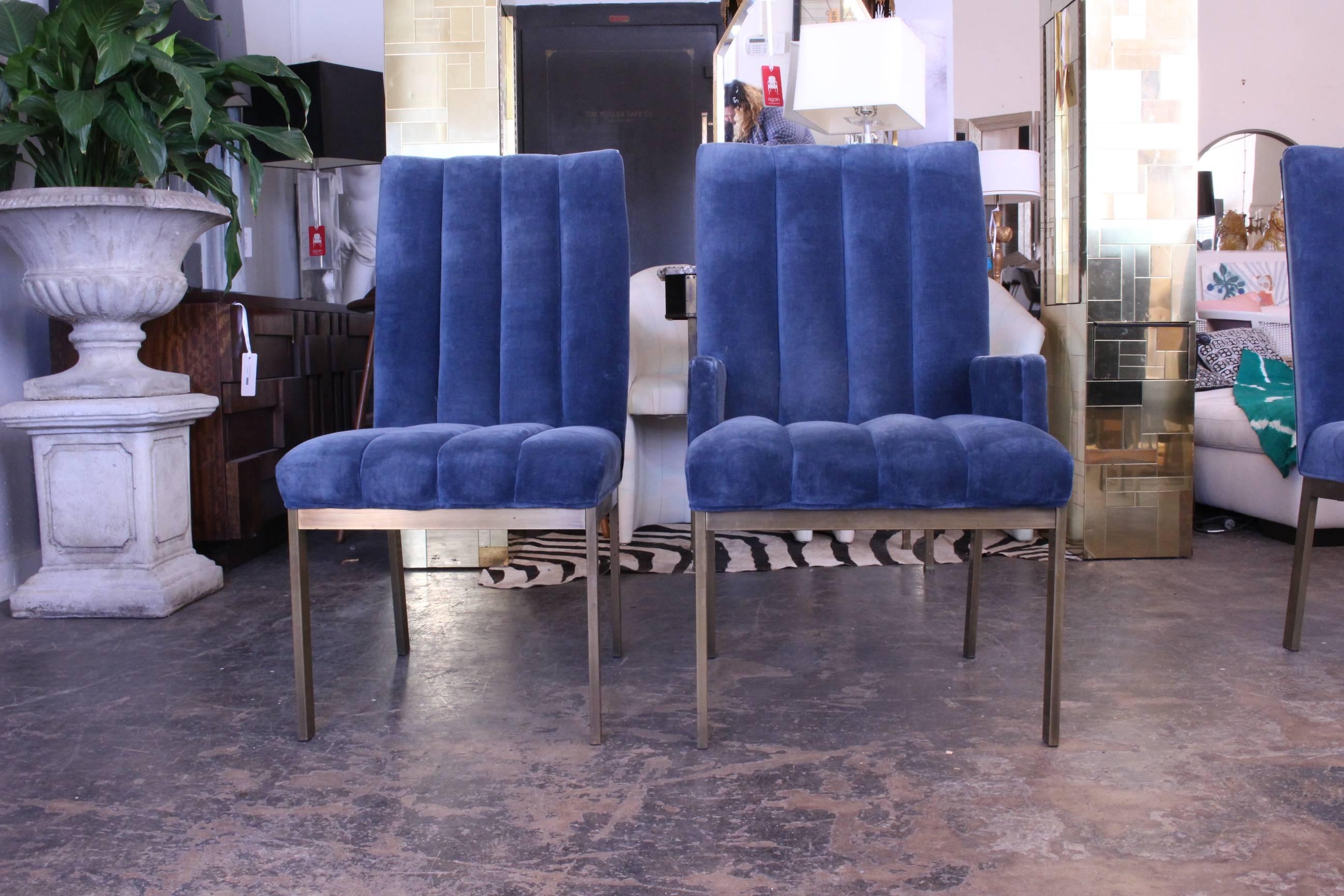 Set of Six Velvet Dining Chairs by DIA 2