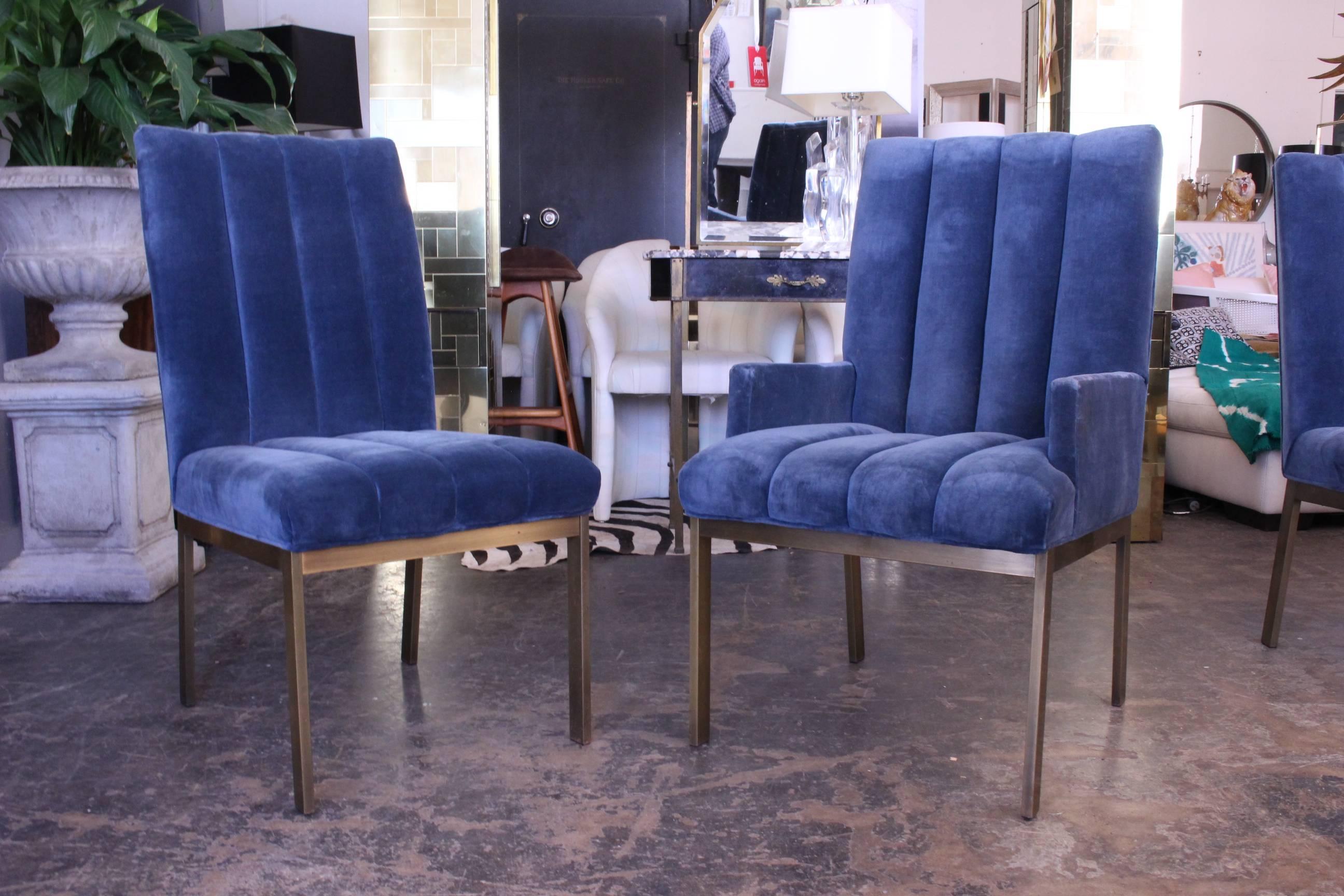 Set of Six Velvet Dining Chairs by DIA In Good Condition In Dallas, TX