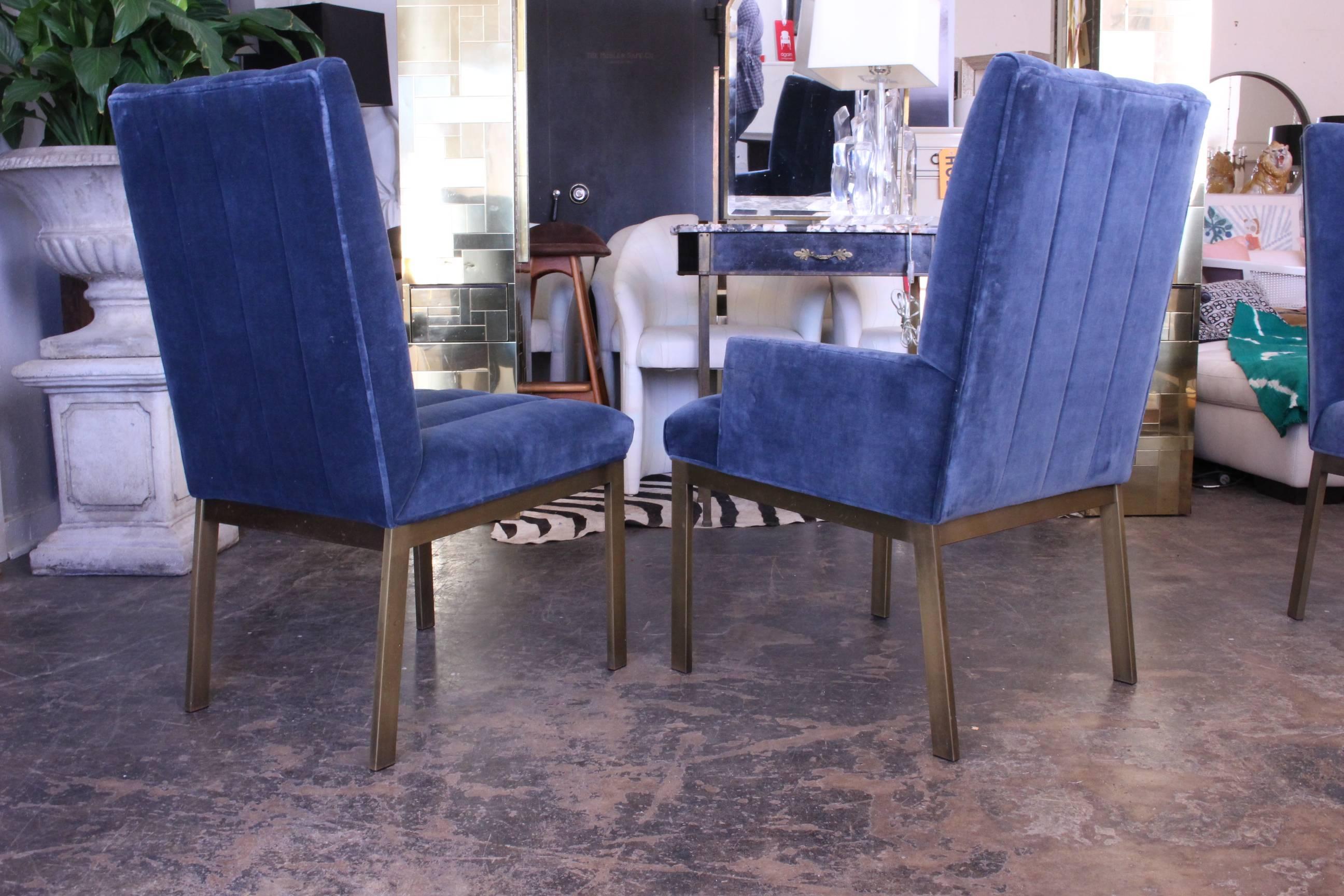 Set of Six Velvet Dining Chairs by DIA 1