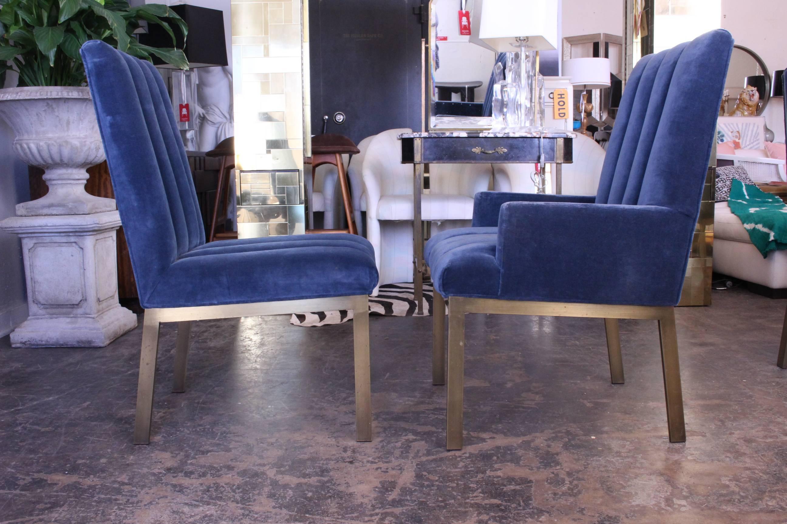 20th Century Set of Six Velvet Dining Chairs by DIA