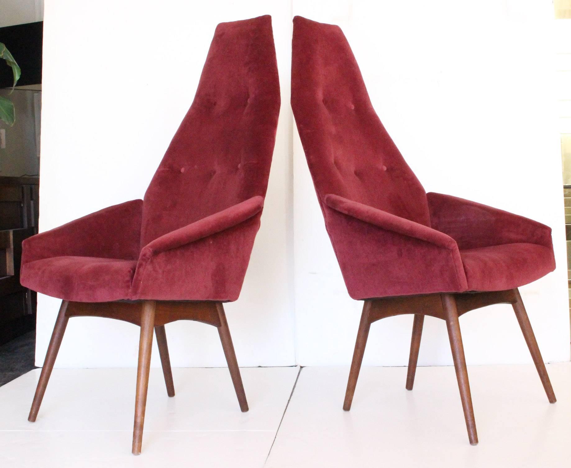 Mid-Century Modern Pair of Adrian Pearsall High Back Armchairs