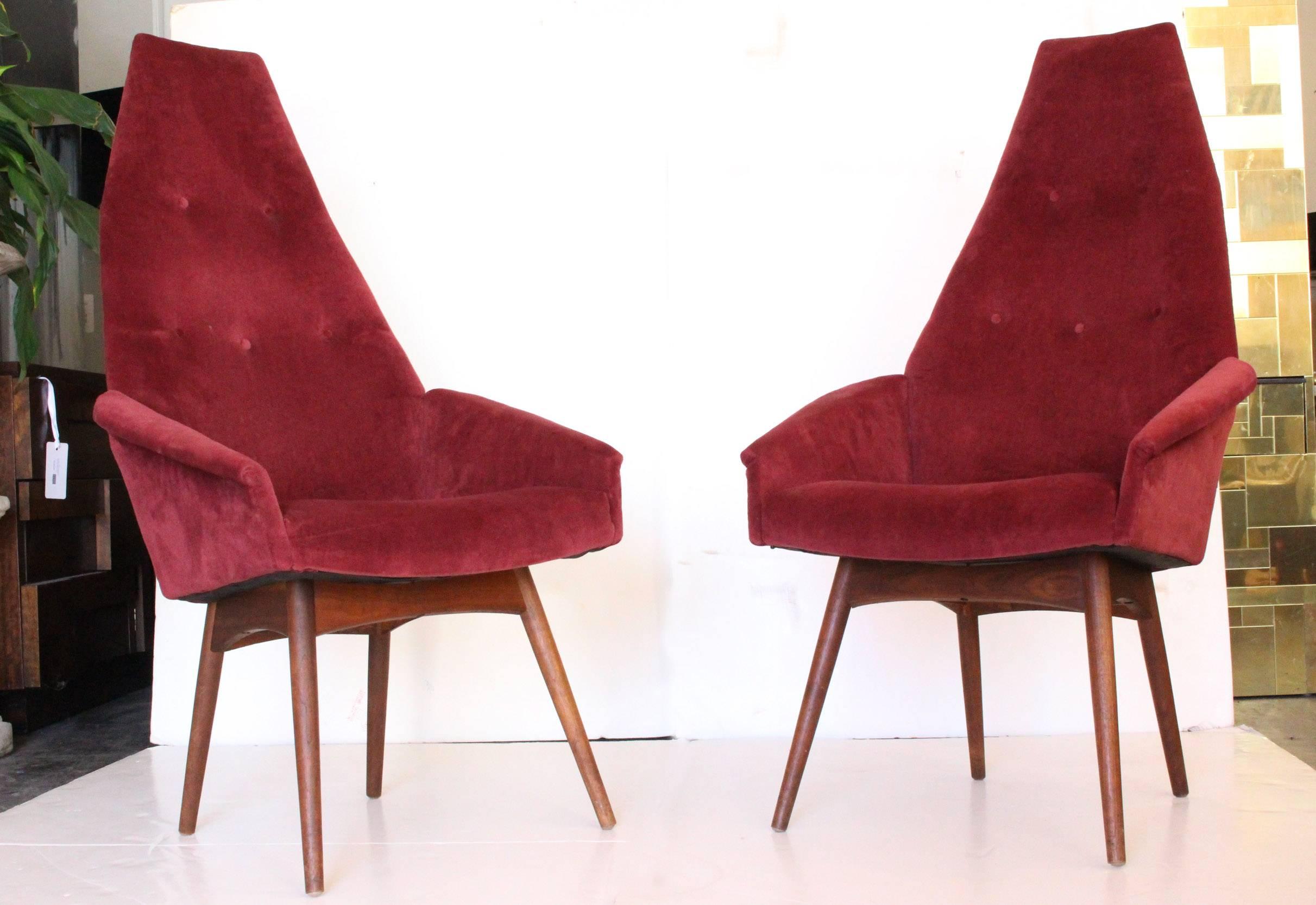 Pair of Adrian Pearsall High Back Armchairs In Good Condition In Dallas, TX