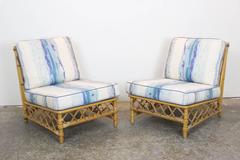 Pair of Rattan Lounge Slipper Chairs by Ficks Reed