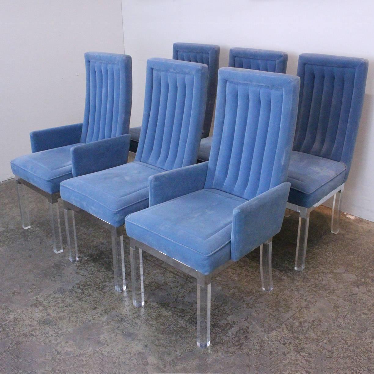 Set of Ten Charles Hollis Jones Lucite Dining Chairs In Good Condition In Dallas, TX