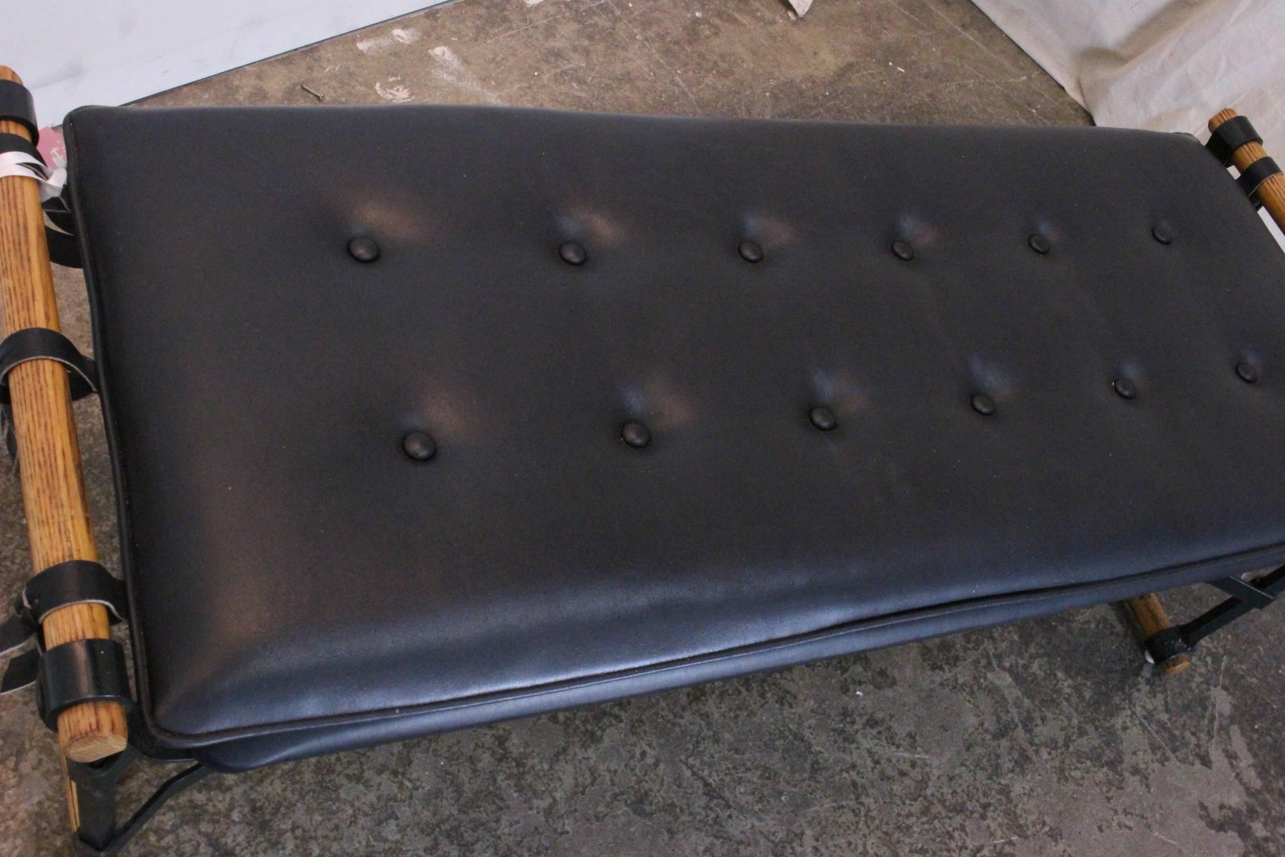 20th Century Pair of Faux Leather Campaign Benches by Cleo Baldon