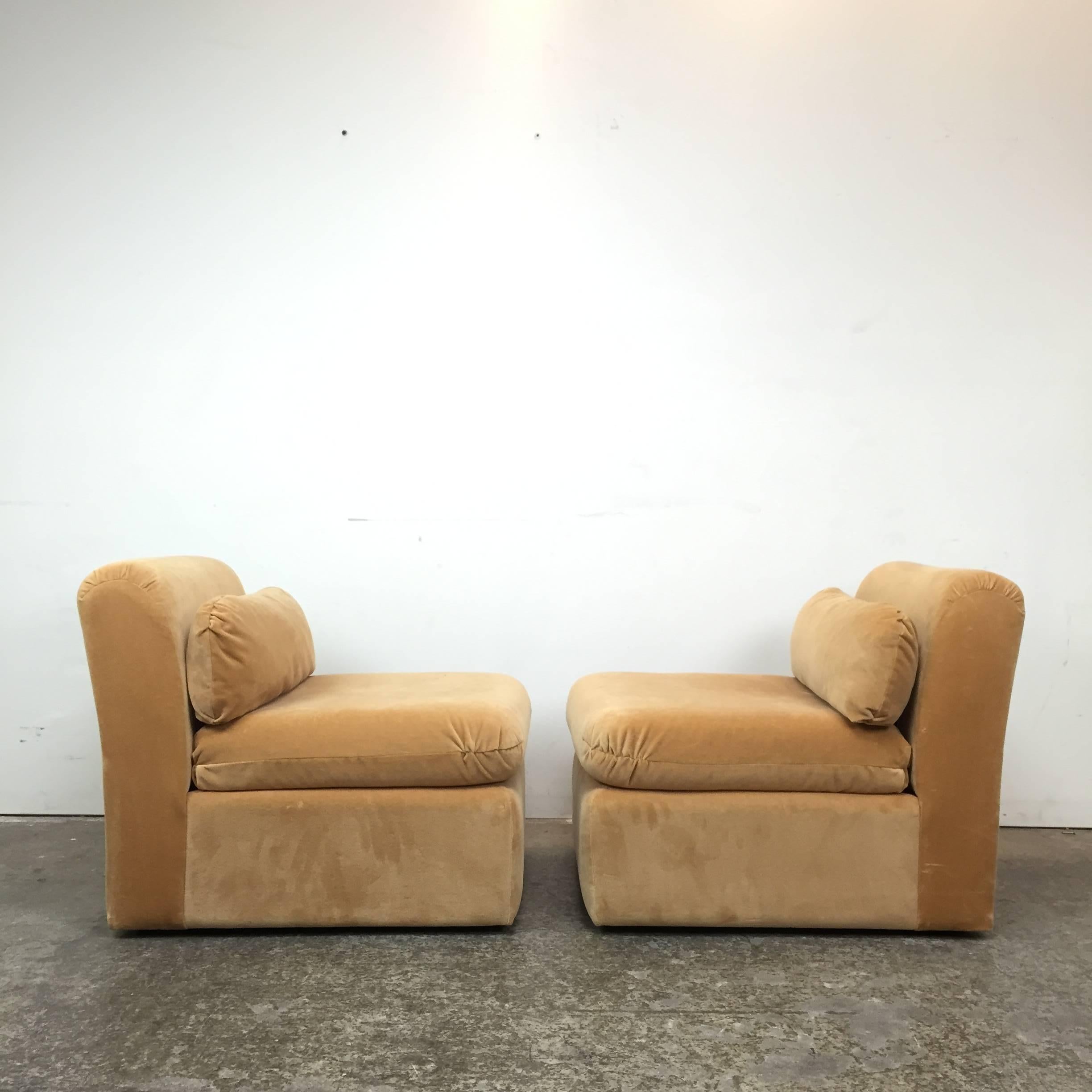 Pair of 1970s Cube Slipper Chairs In Good Condition In Dallas, TX