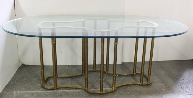 Oval Glass and Brass Dining Table by Mastercraft at 1stdibs