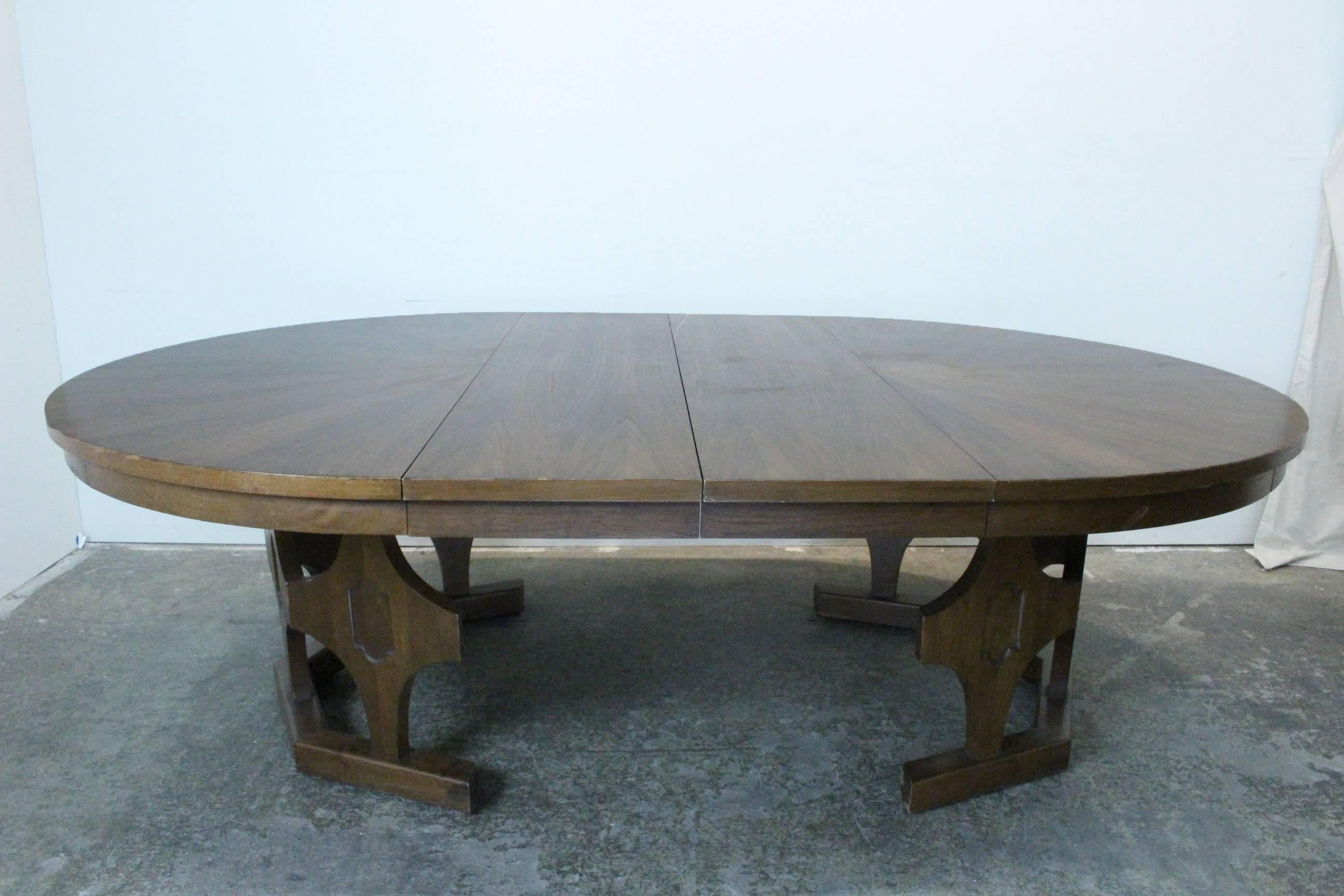 Mid-Century Modern 1960s Mid-Century Expandable Round Walnut Dining Table