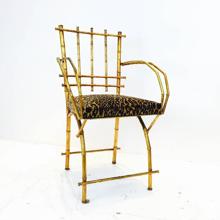 Gold Leaf Faux Bamboo Vanity Chair at 1stdibs
