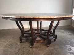 Exquisite Widdicomb Designed Library Table with Travertine Top