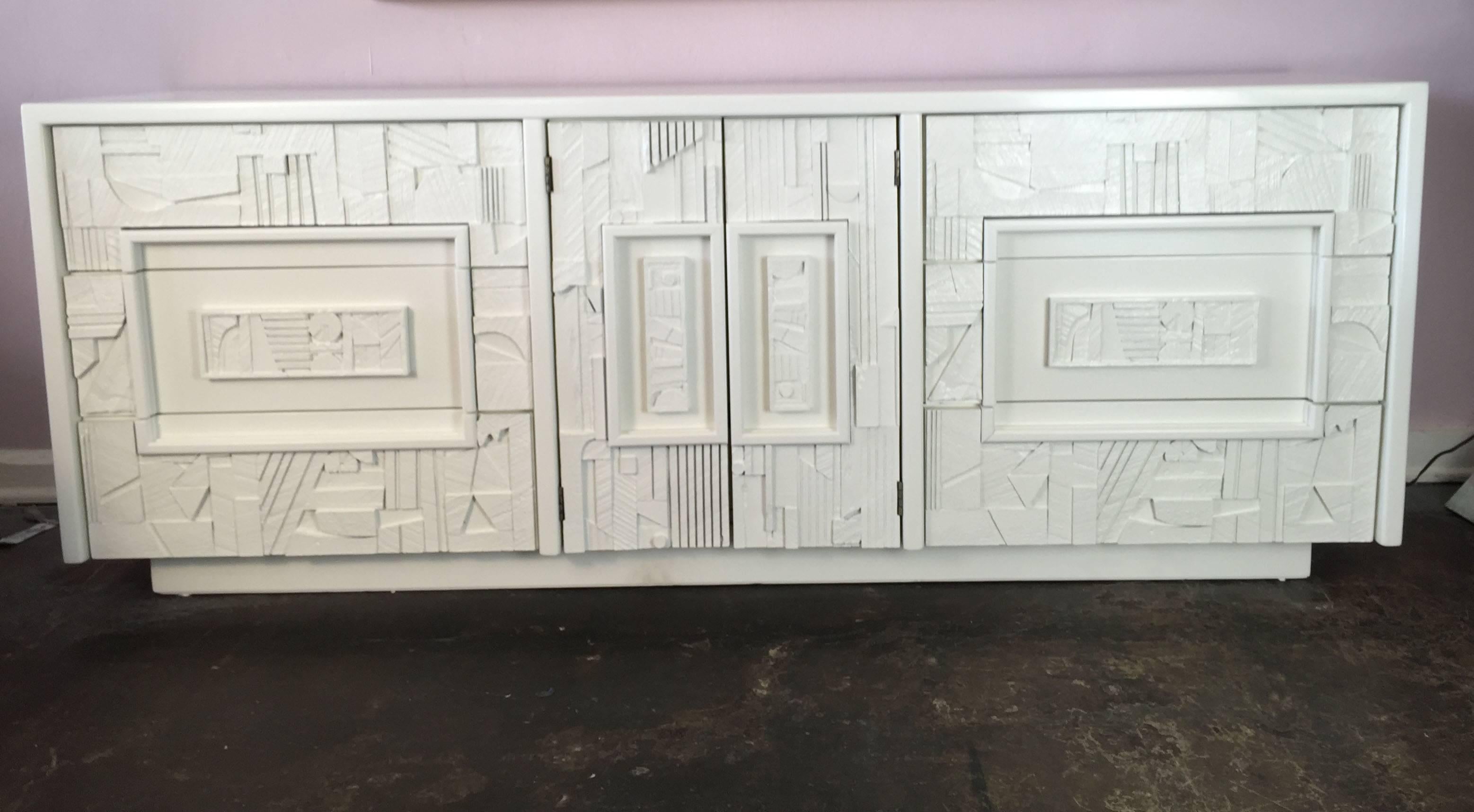 Newly Lacquered Brutalist Dresser In Excellent Condition In Dallas, TX