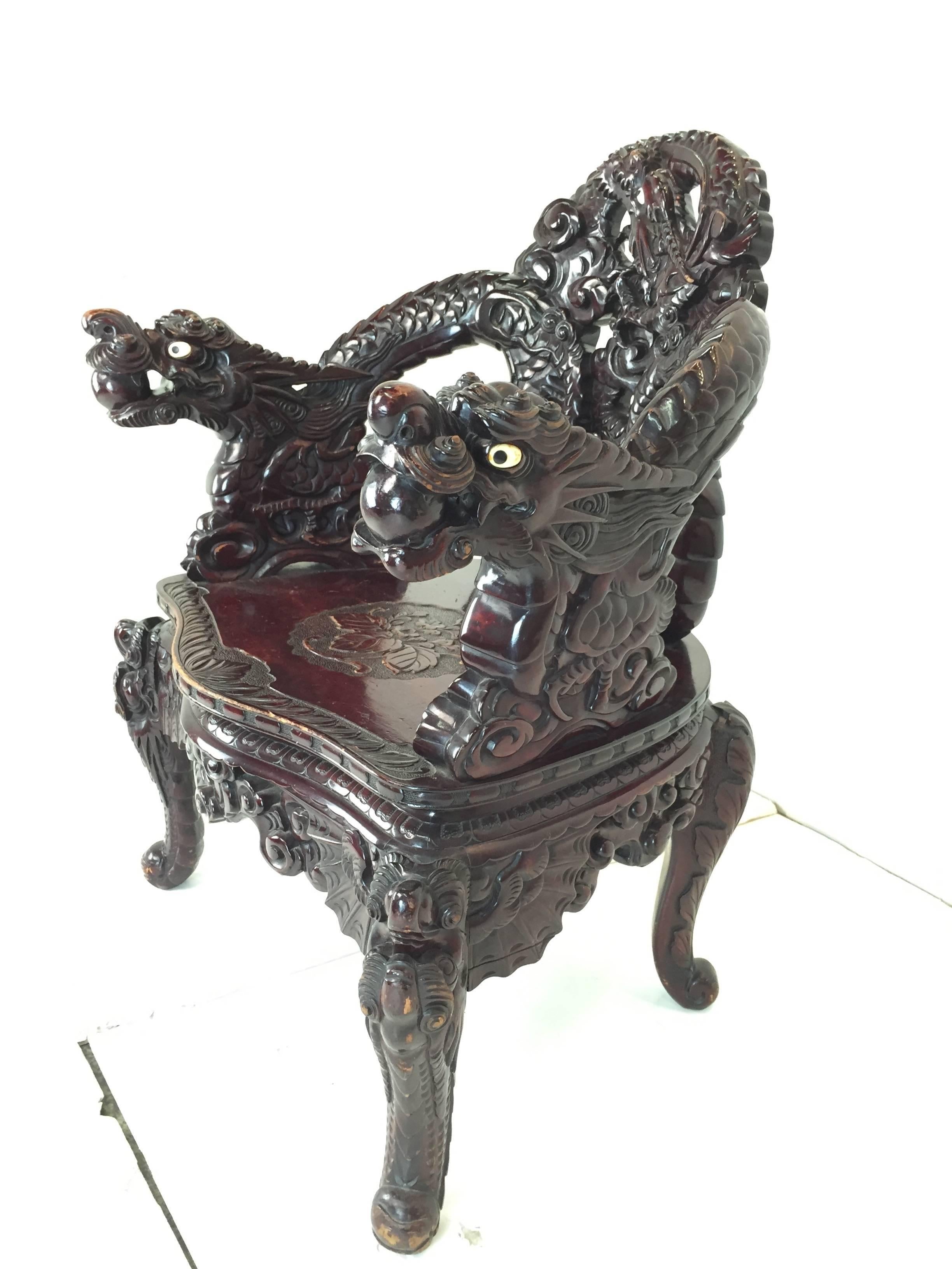 Carved Ming Dragon Chairs 2