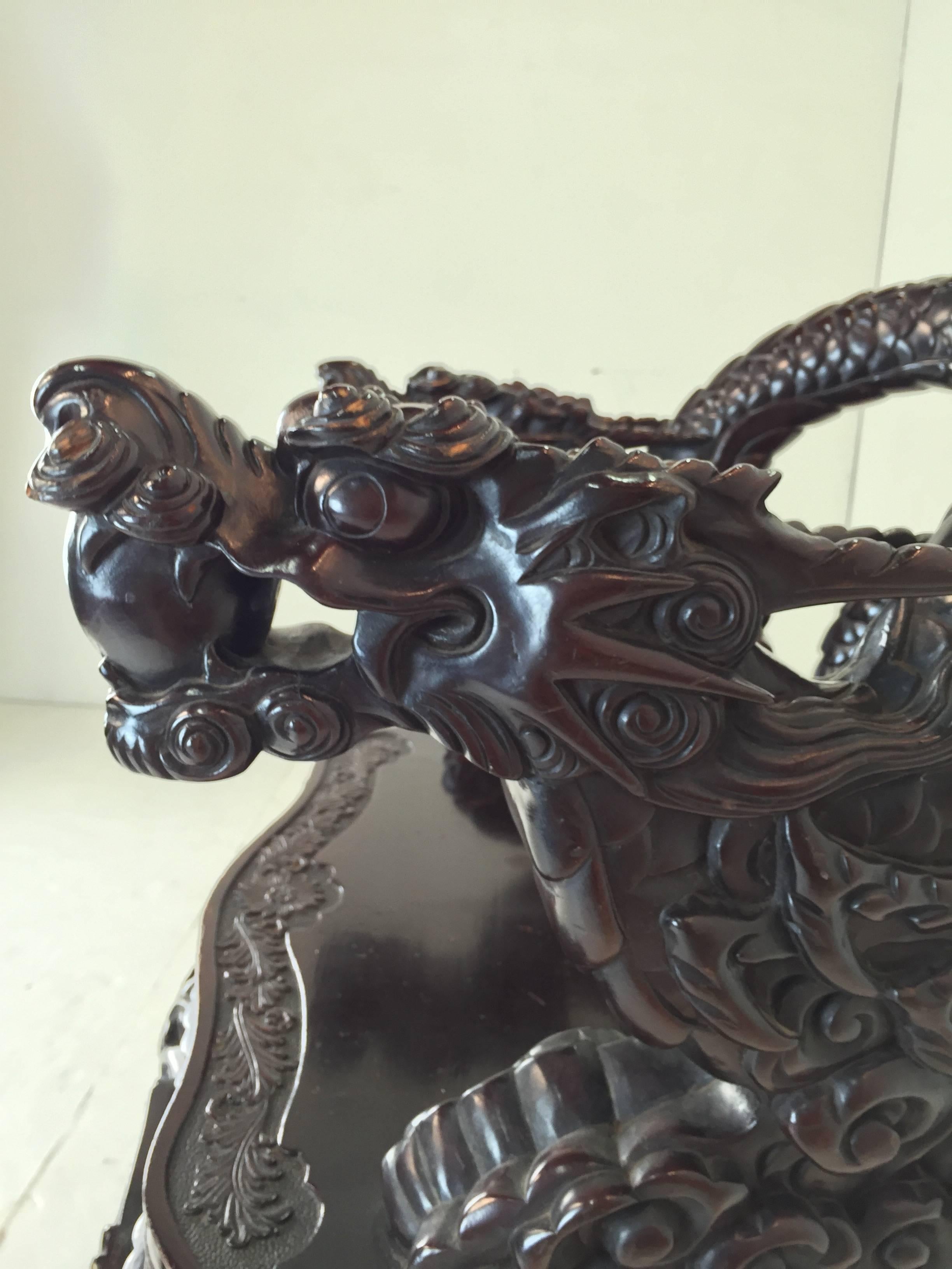 Carved Ming Dragon Chairs 4