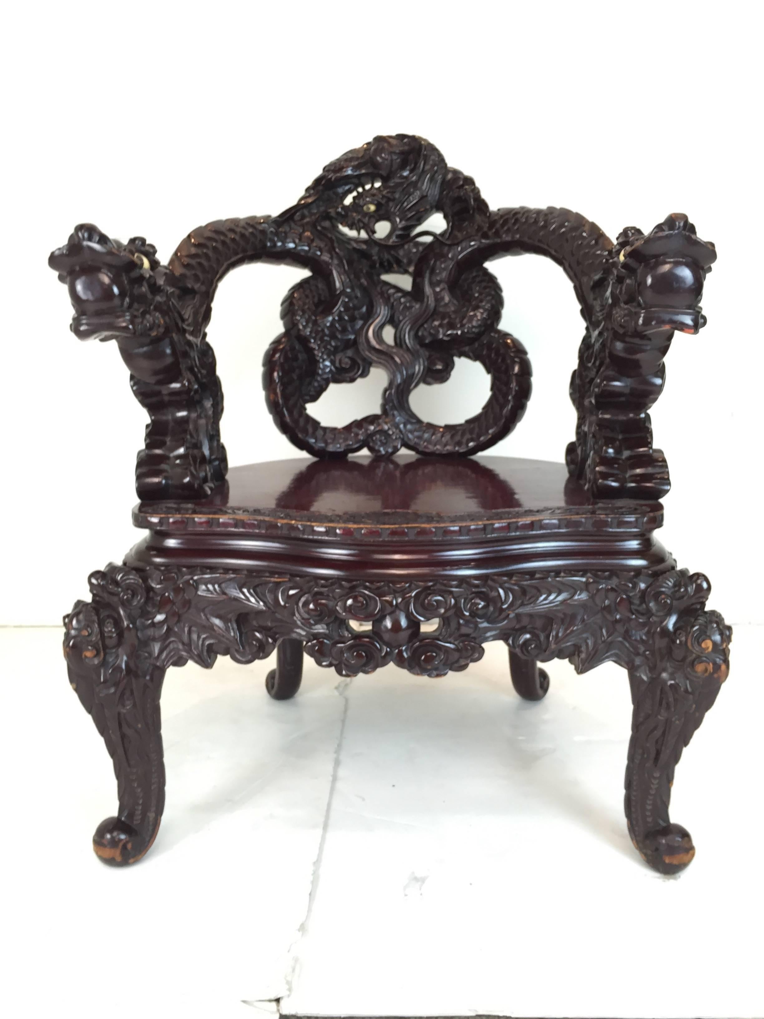 Carved Ming Dragon Chairs 1