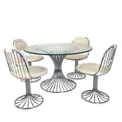 Mid-Century Modernist Dining Set with Sculpted Tubular Base