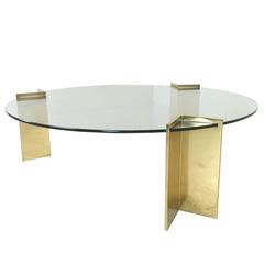 Pace Brass and Glass Coffee Table 