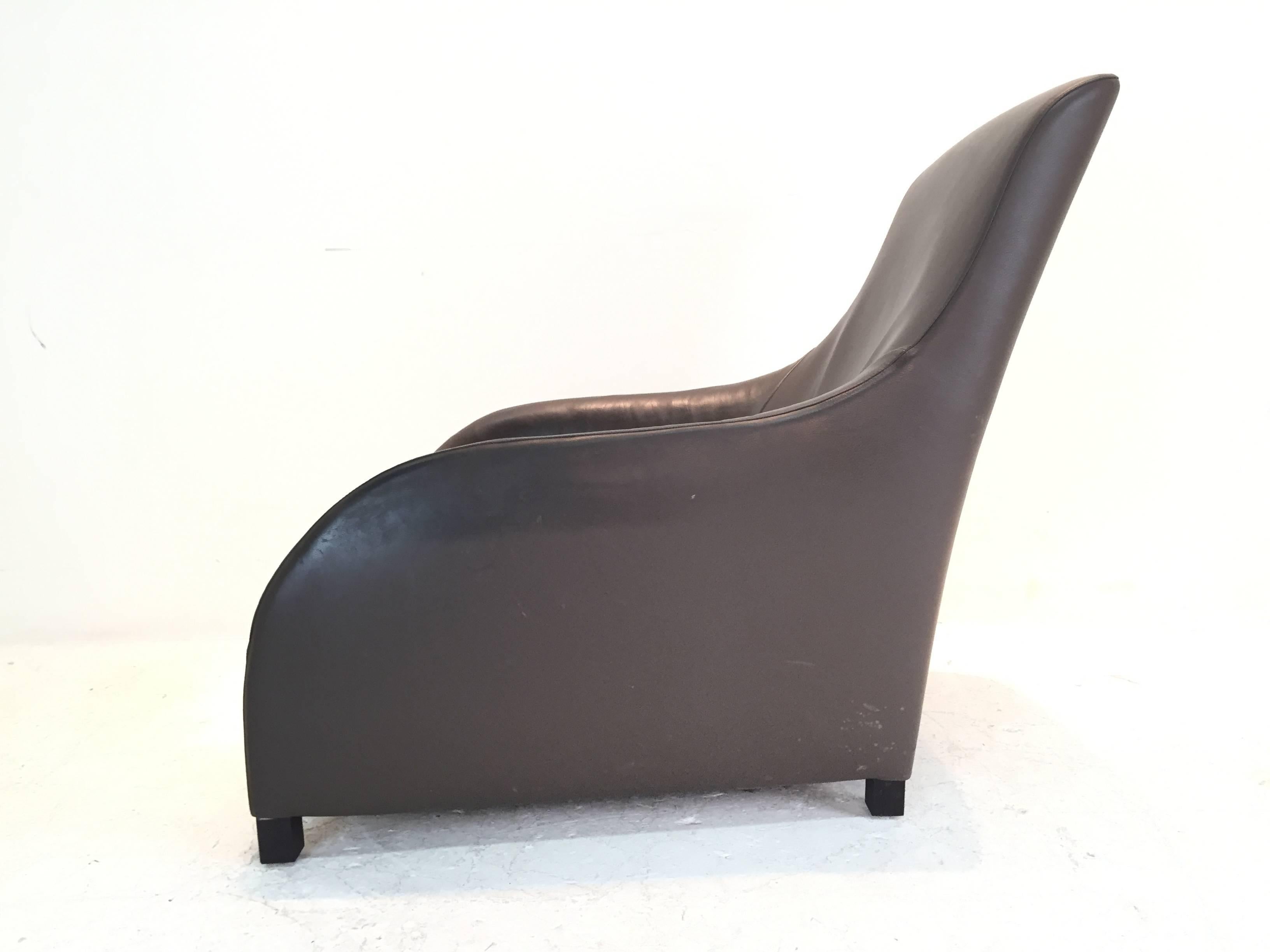 Kalos Leather Lounge Chair by Antonio Citterio for B&B Italia In Good Condition In Dallas, TX
