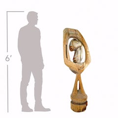 Sculpture abstraite en bois vintage avec une belle finition en bois flotté