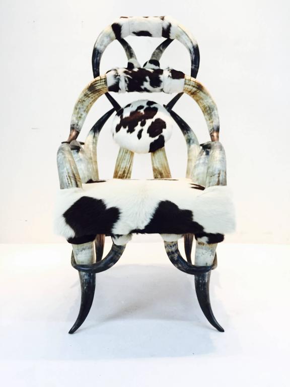 Vintage Cowhide Horn Chair with Beautiful Form at 1stDibs