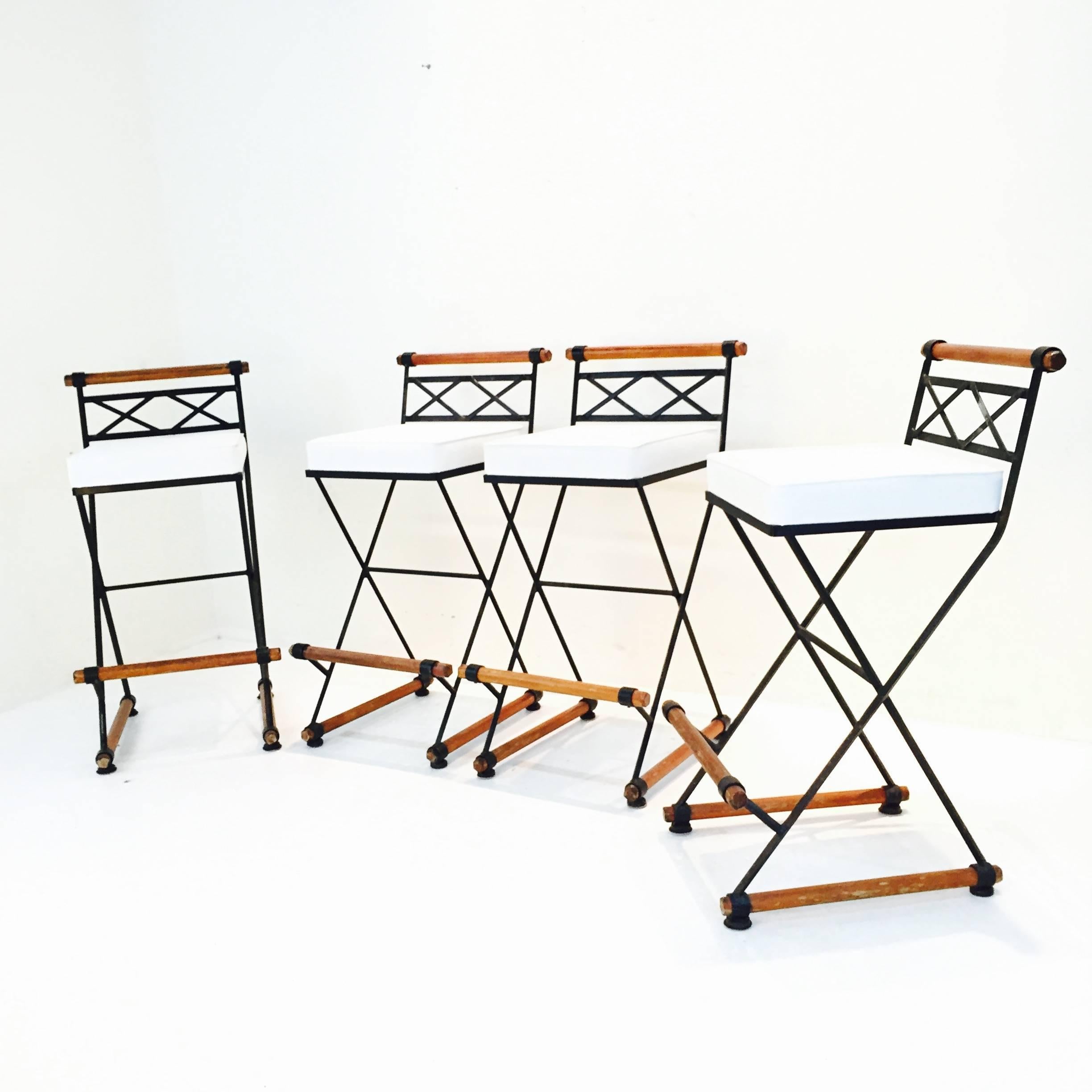 Set of Four Barstools in the Style of Cleo Baldon In Excellent Condition In Dallas, TX