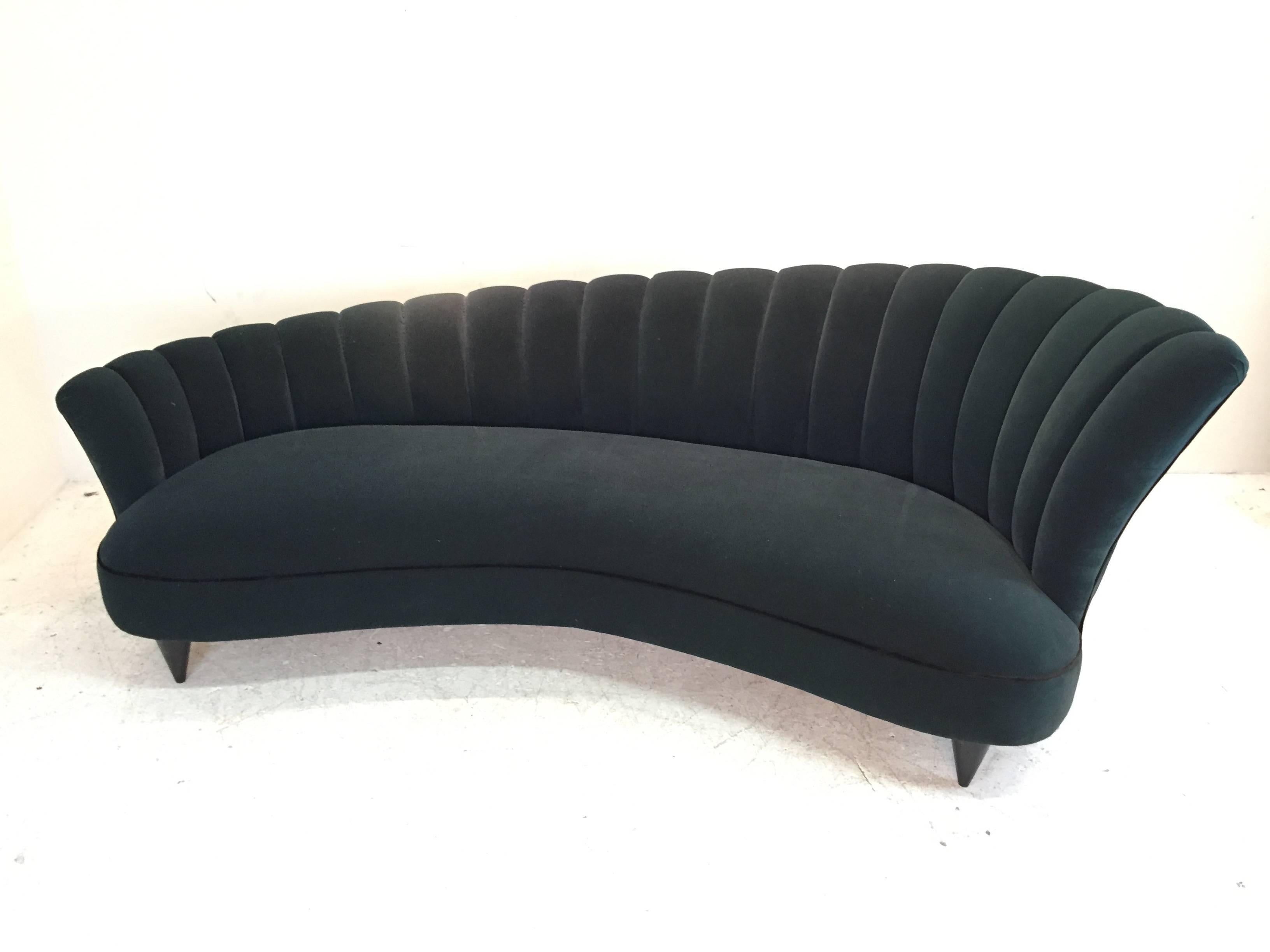 20th Century Scallop Back Sofa in the Manner of Gilbert Rohde
