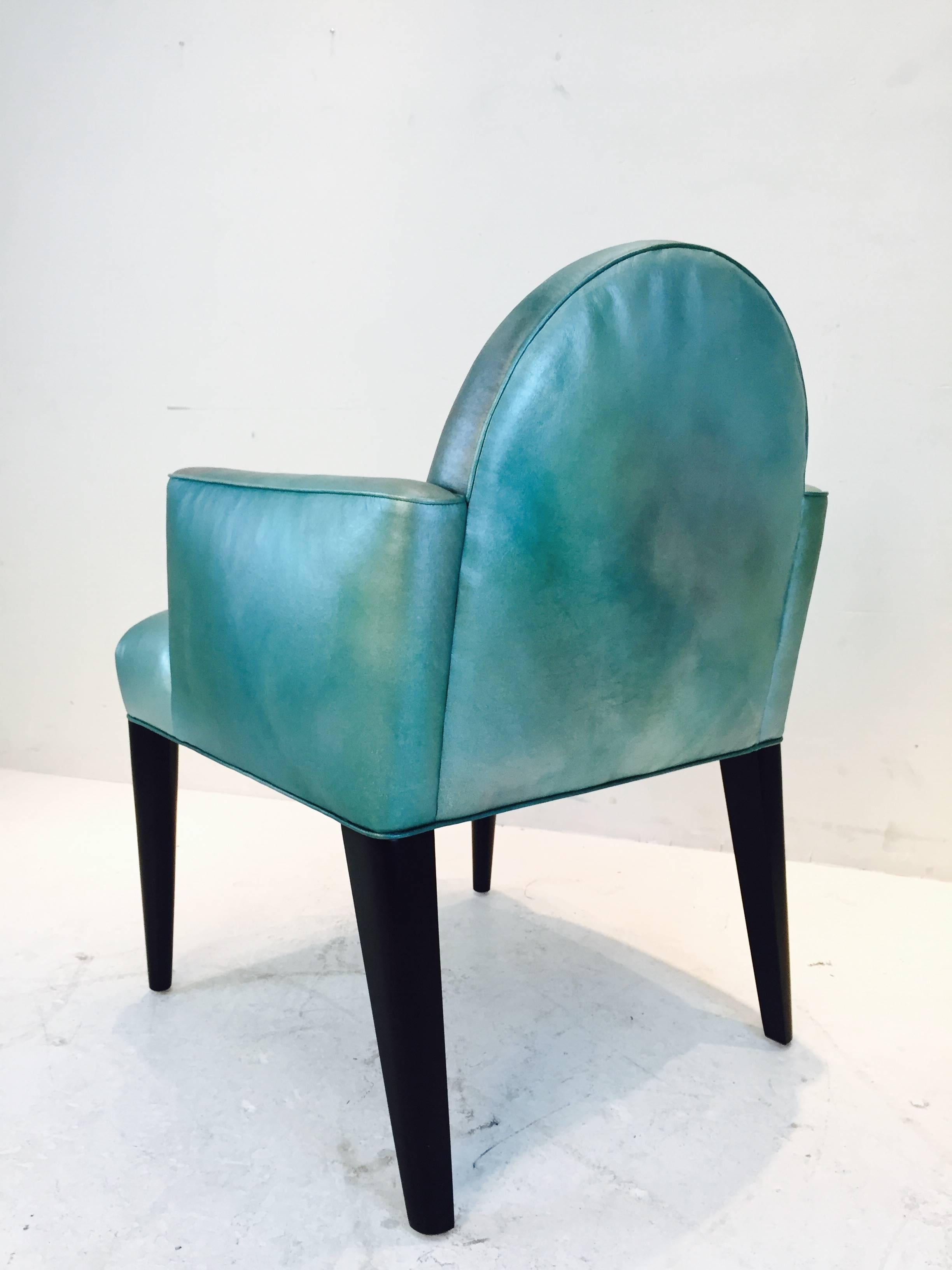 Donghia Luna Dining Arm Chair in Original 1980s Edelman Leather, 14 Available 1