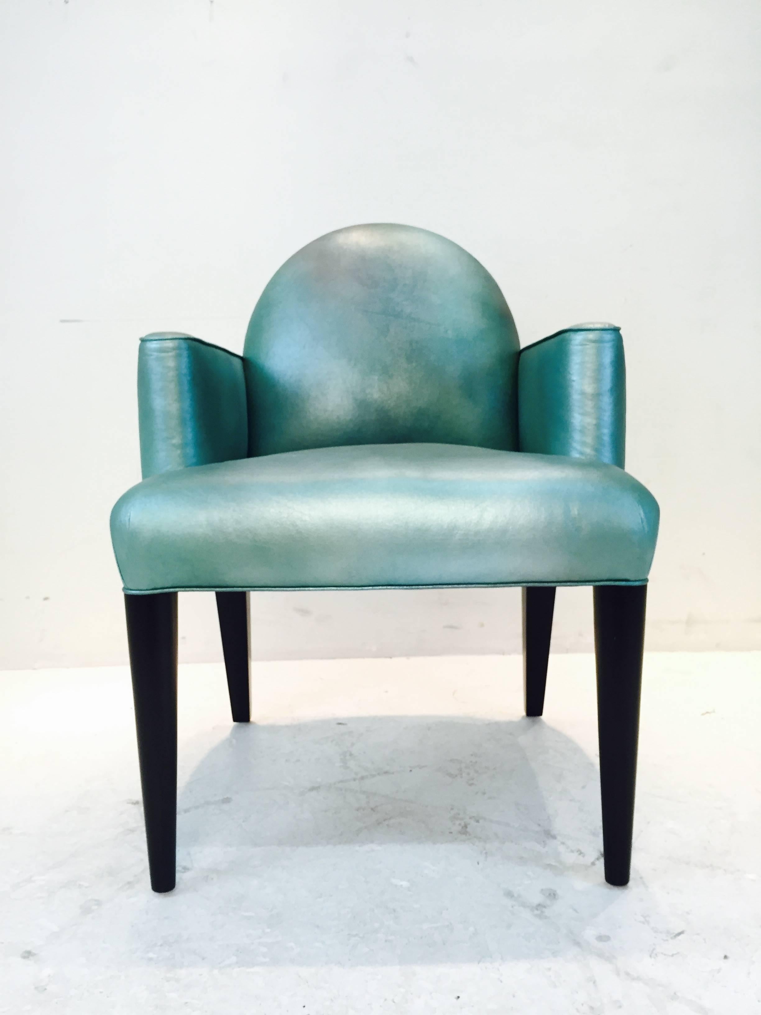 Donghia Luna Dining Arm Chair in Original 1980s Edelman Leather, 14 Available 2