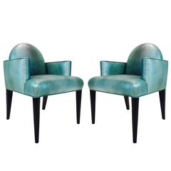 Donghia Luna Dining Arm Chair in Original 1980s Edelman Leather, 14 Available