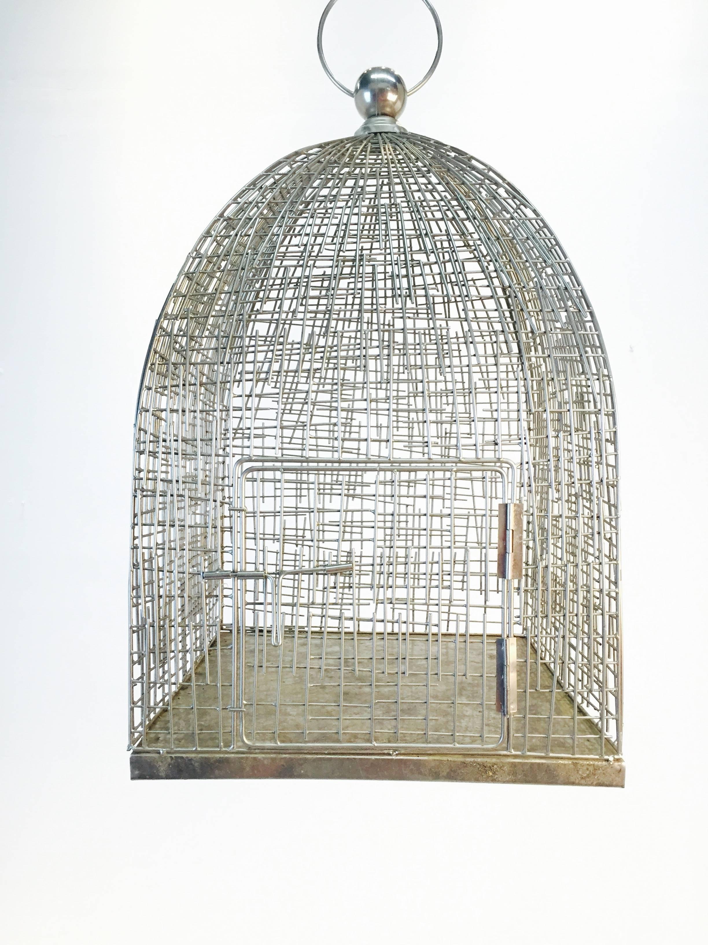 Vintage Brutalist Bird Cage In Excellent Condition In Dallas, TX