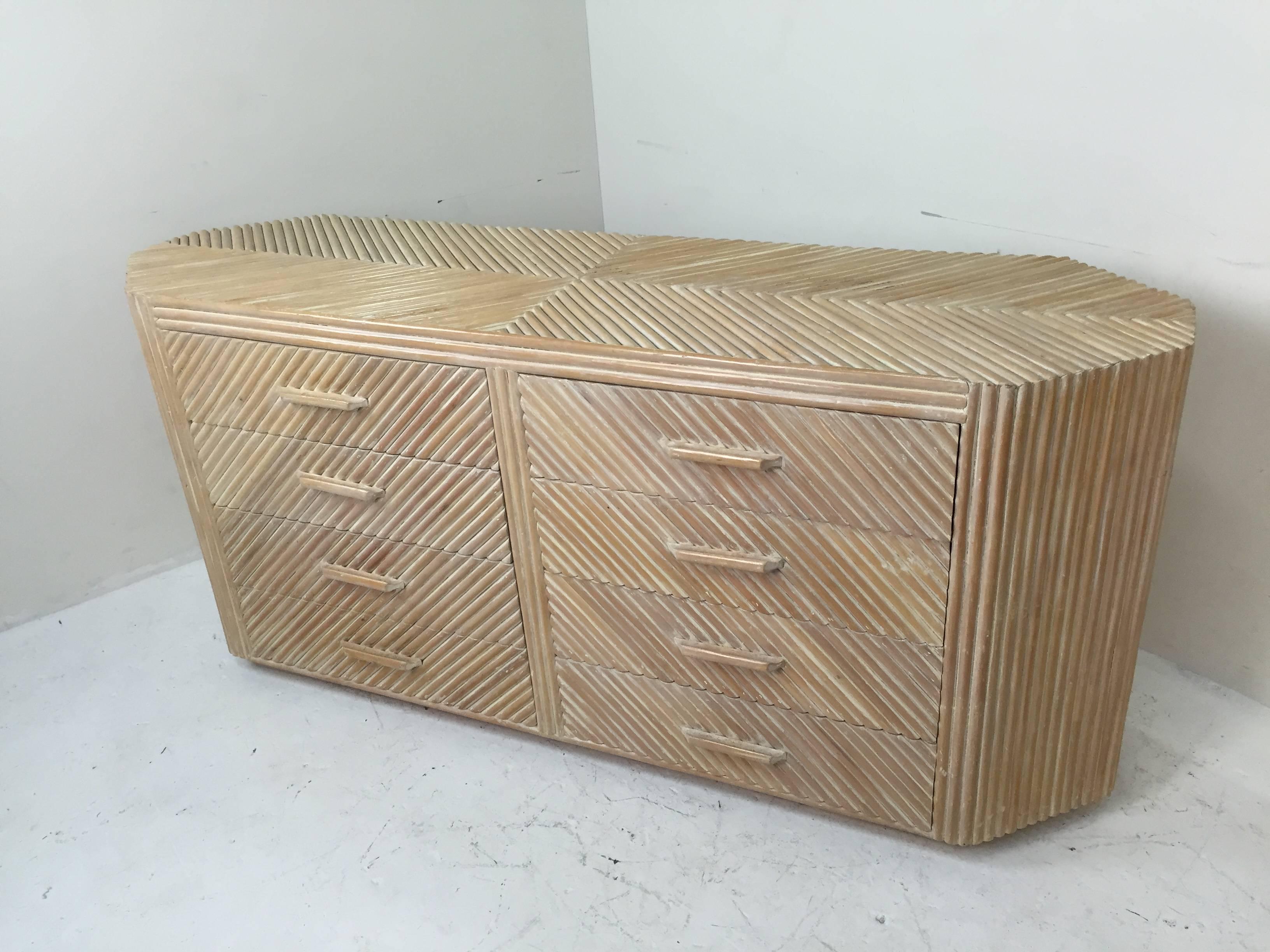 Faux Bamboo Dresser with Reeded Rattan Styling at 1stDibs bamboo