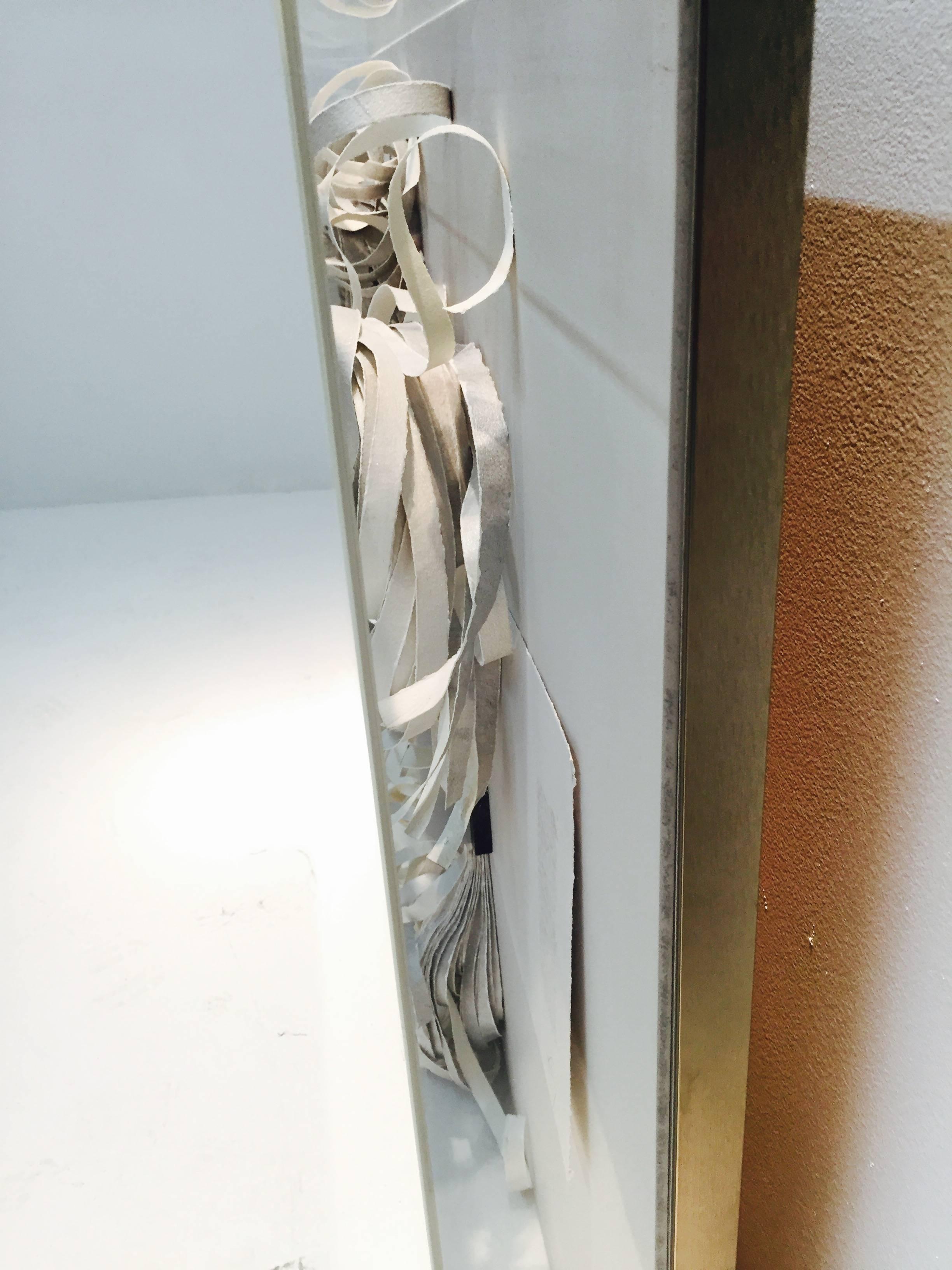 Sculptural Paper Tassel Artwork by Greg Copland Incased in Lucite Box In Good Condition In Dallas, TX
