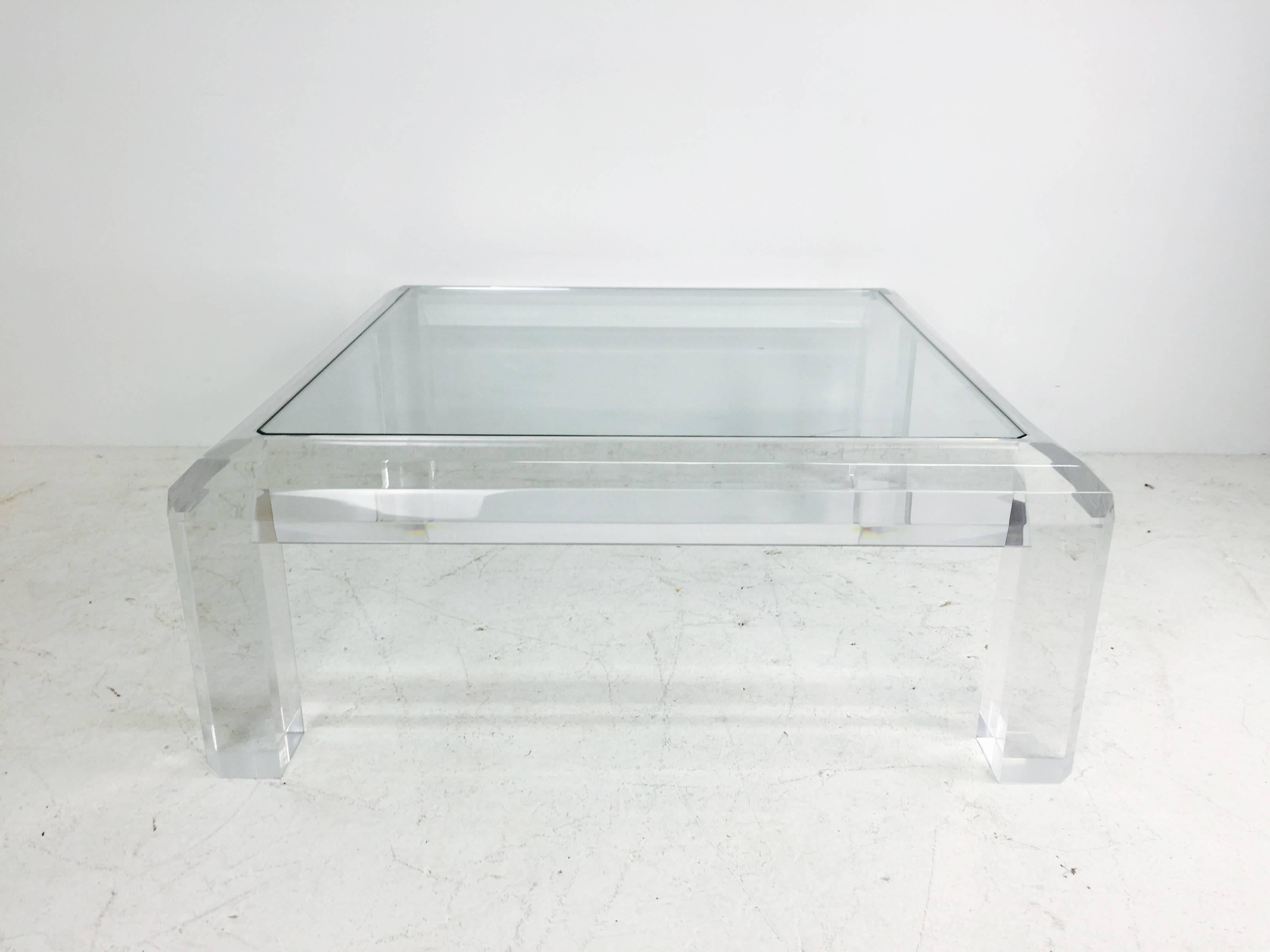 Gorgeous Lucite and Glass Coffee Table In Good Condition In Dallas, TX