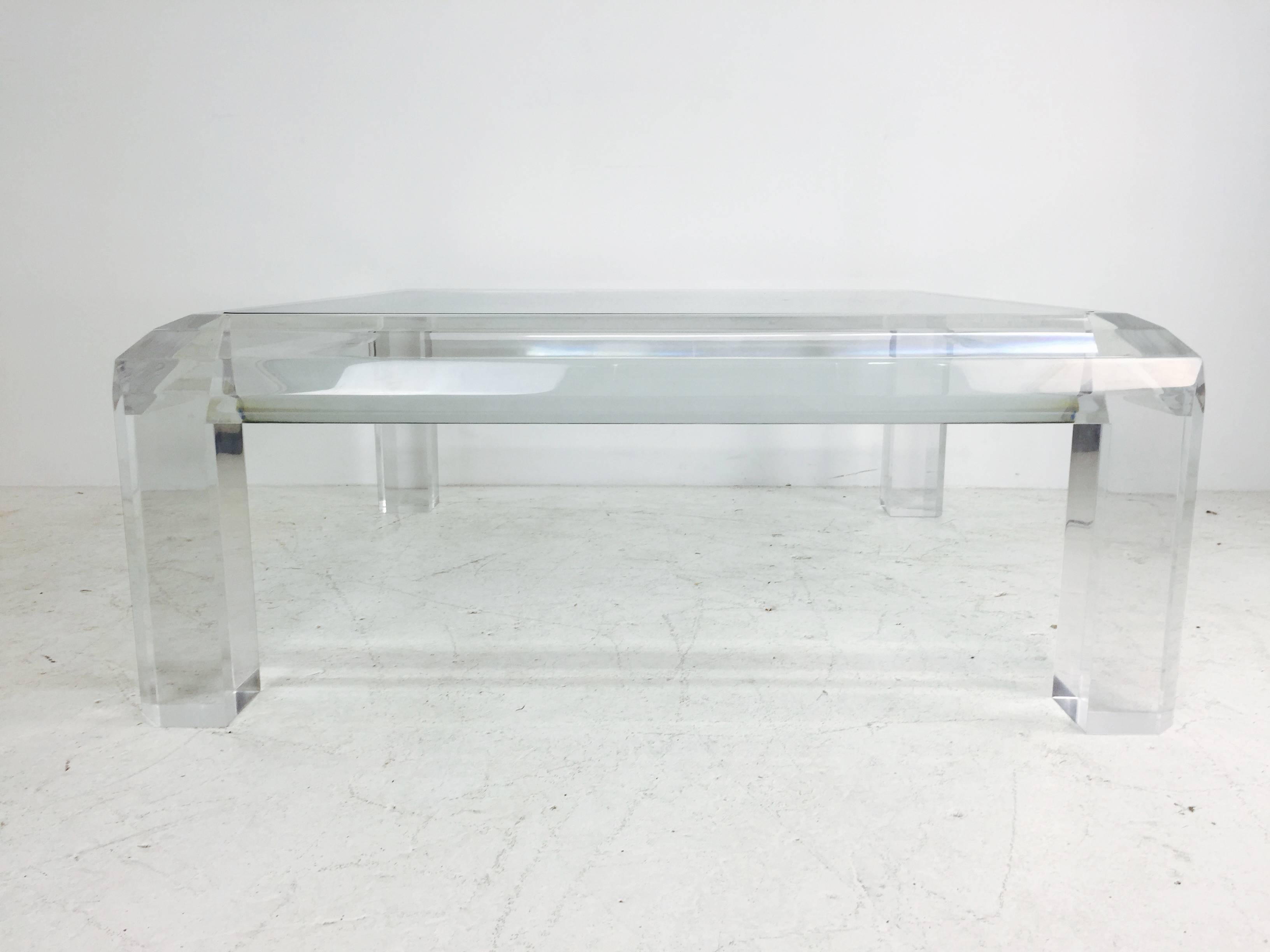 20th Century Gorgeous Lucite and Glass Coffee Table