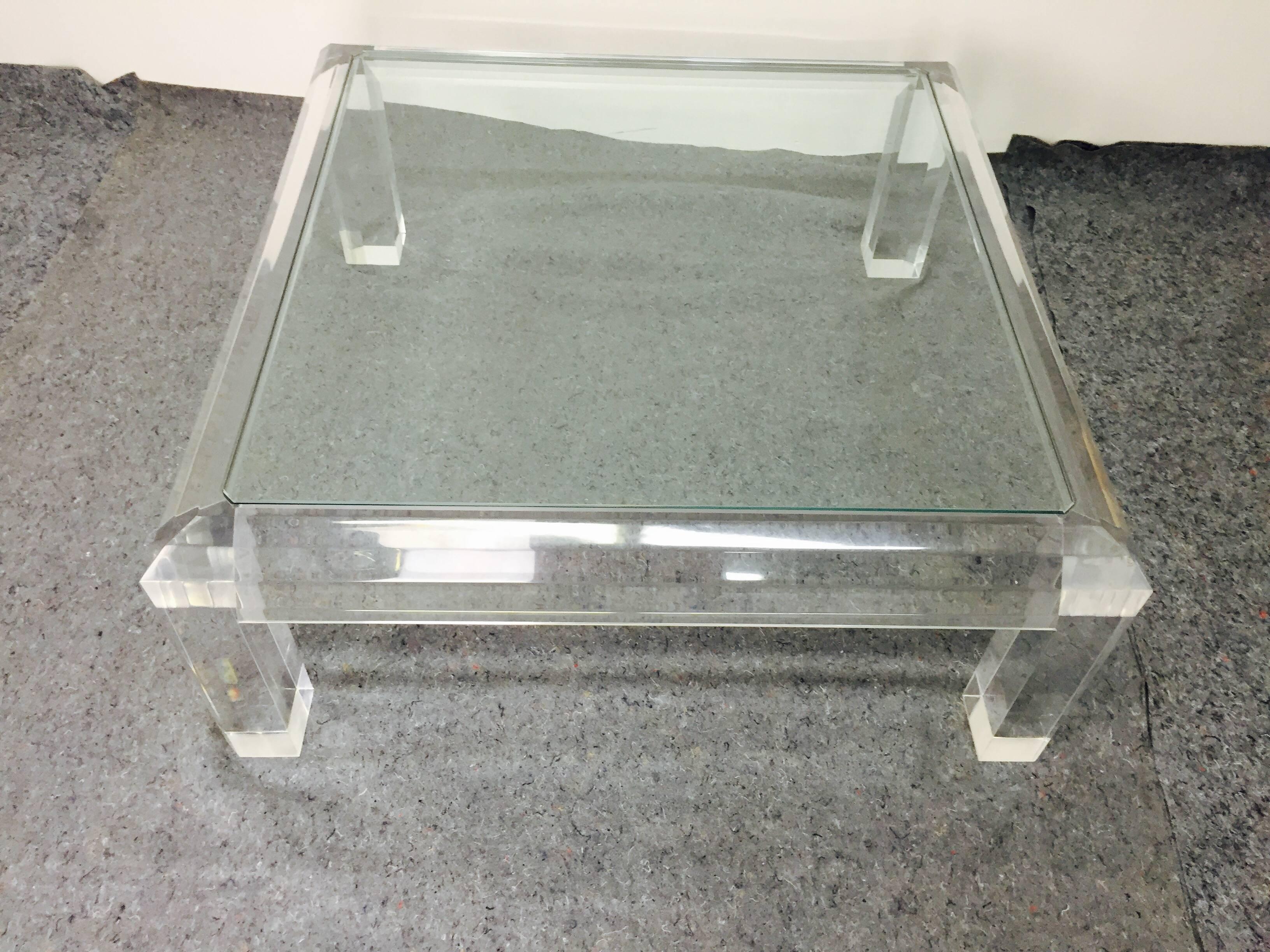 Gorgeous Lucite and Glass Coffee Table 1